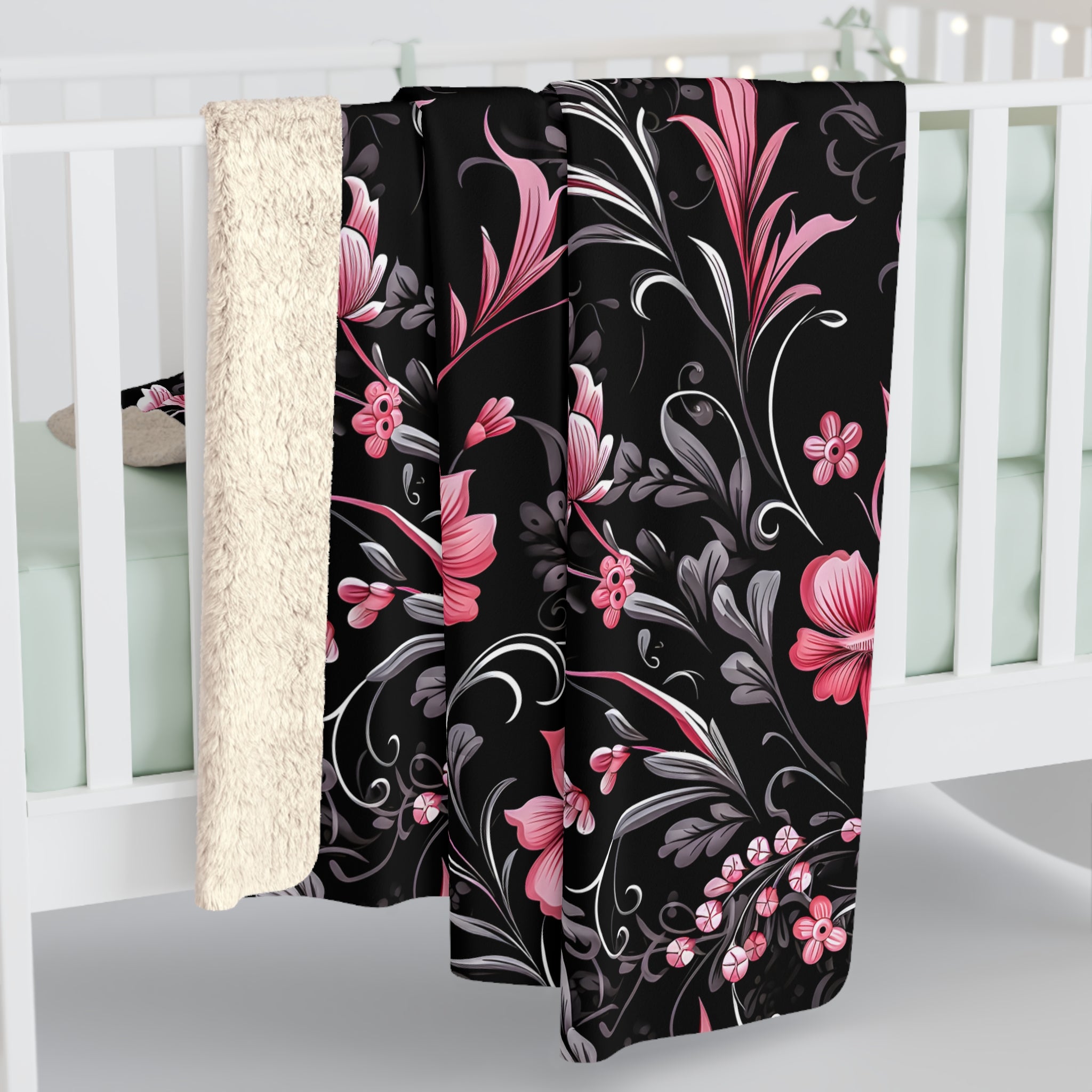 Pink Blossoms of Darkness Throw Blanket