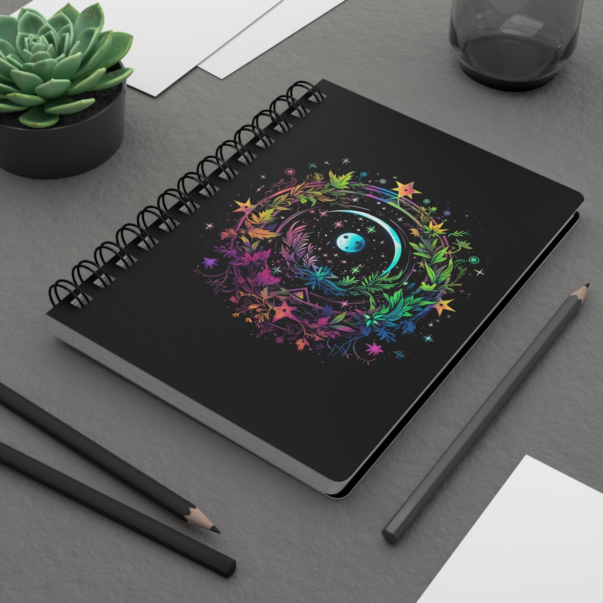 Vibrant Psychedelic Cosmos Notebook, Spiral Lined 5 x 7 inch