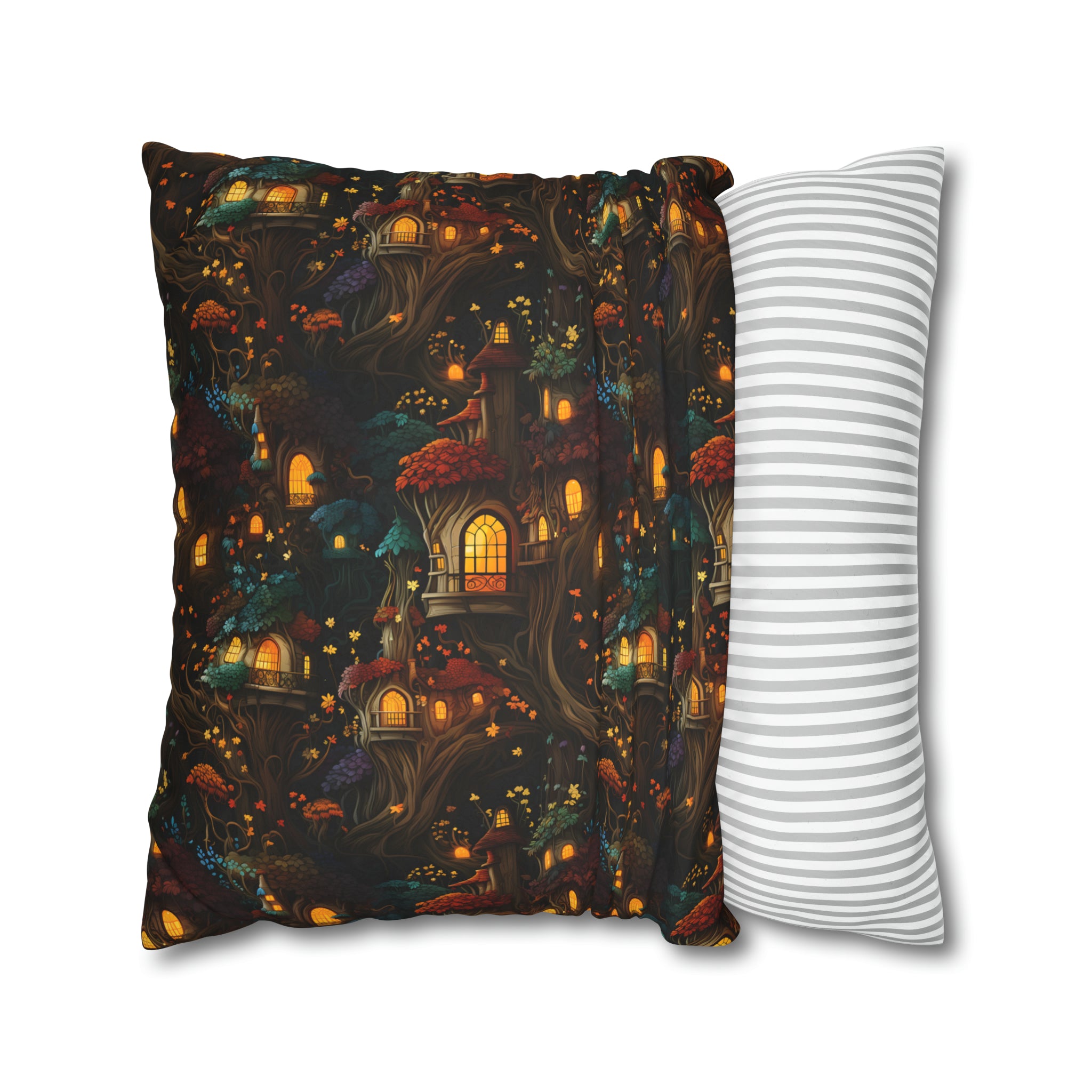 Fairy Hideaway Faux Suede Pillow Cover: Enchanted Forest Decor