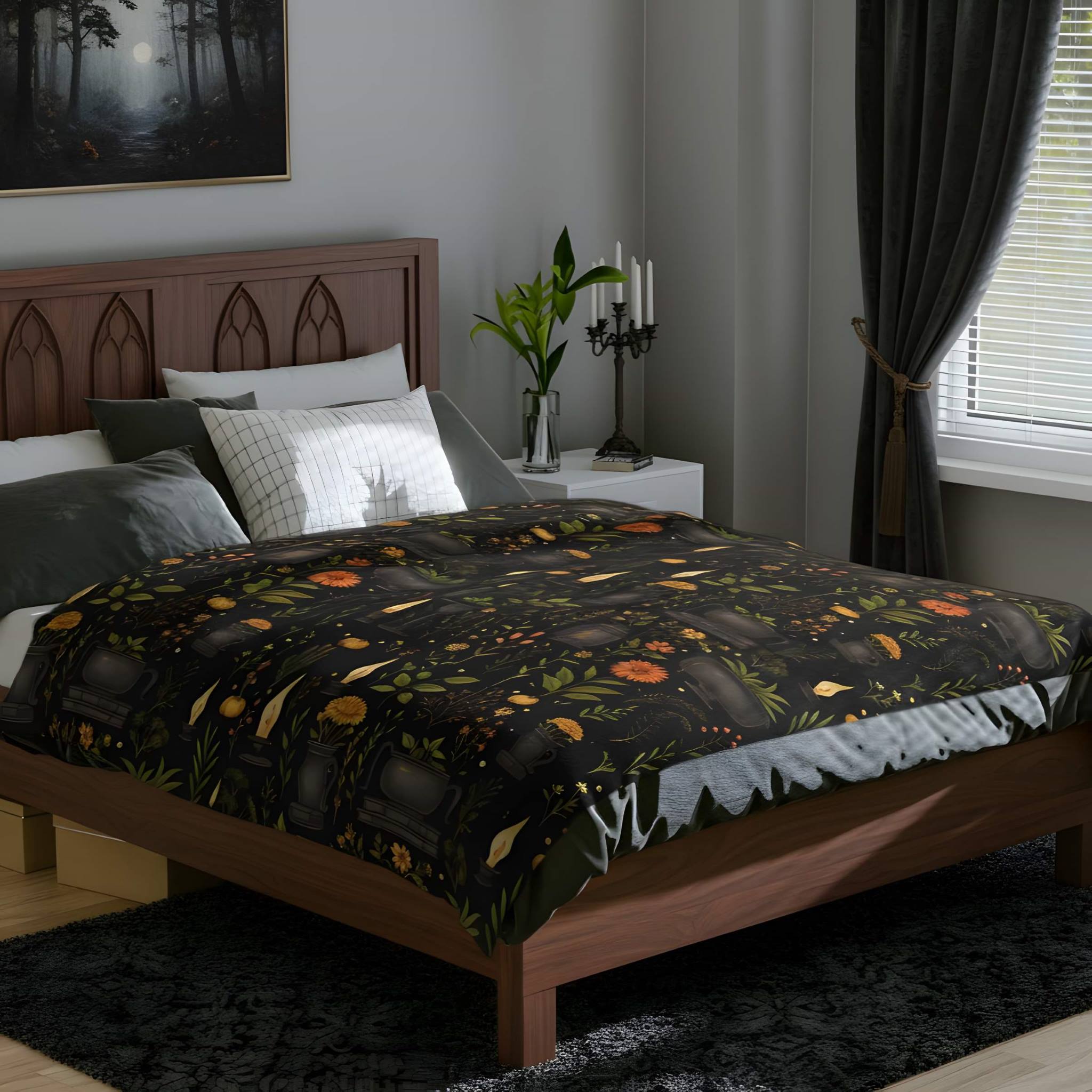 Witchy Botanical Blanket 50x60-60x80 | Herbal Grimoire - Durazza