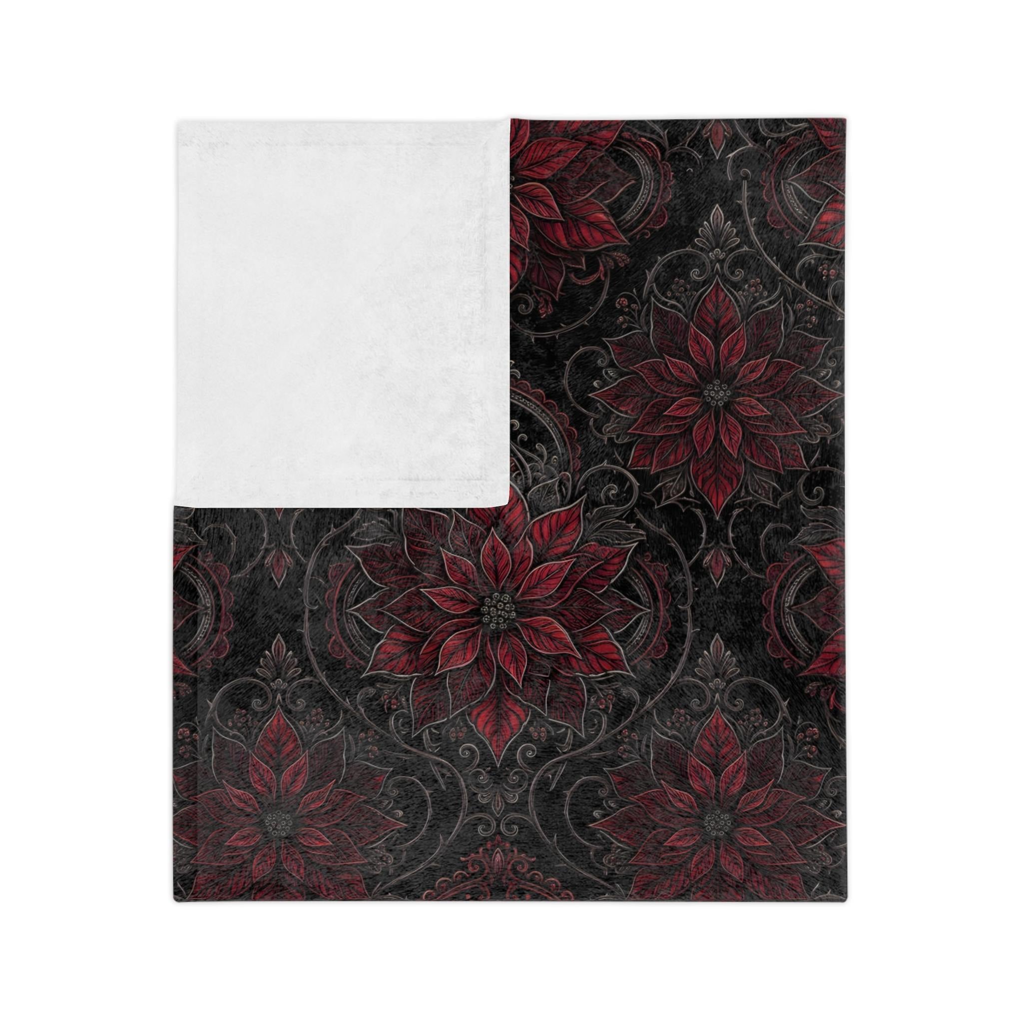 Red Poinsettia Throw Blanket 60x80 | Gothic Poinsettia