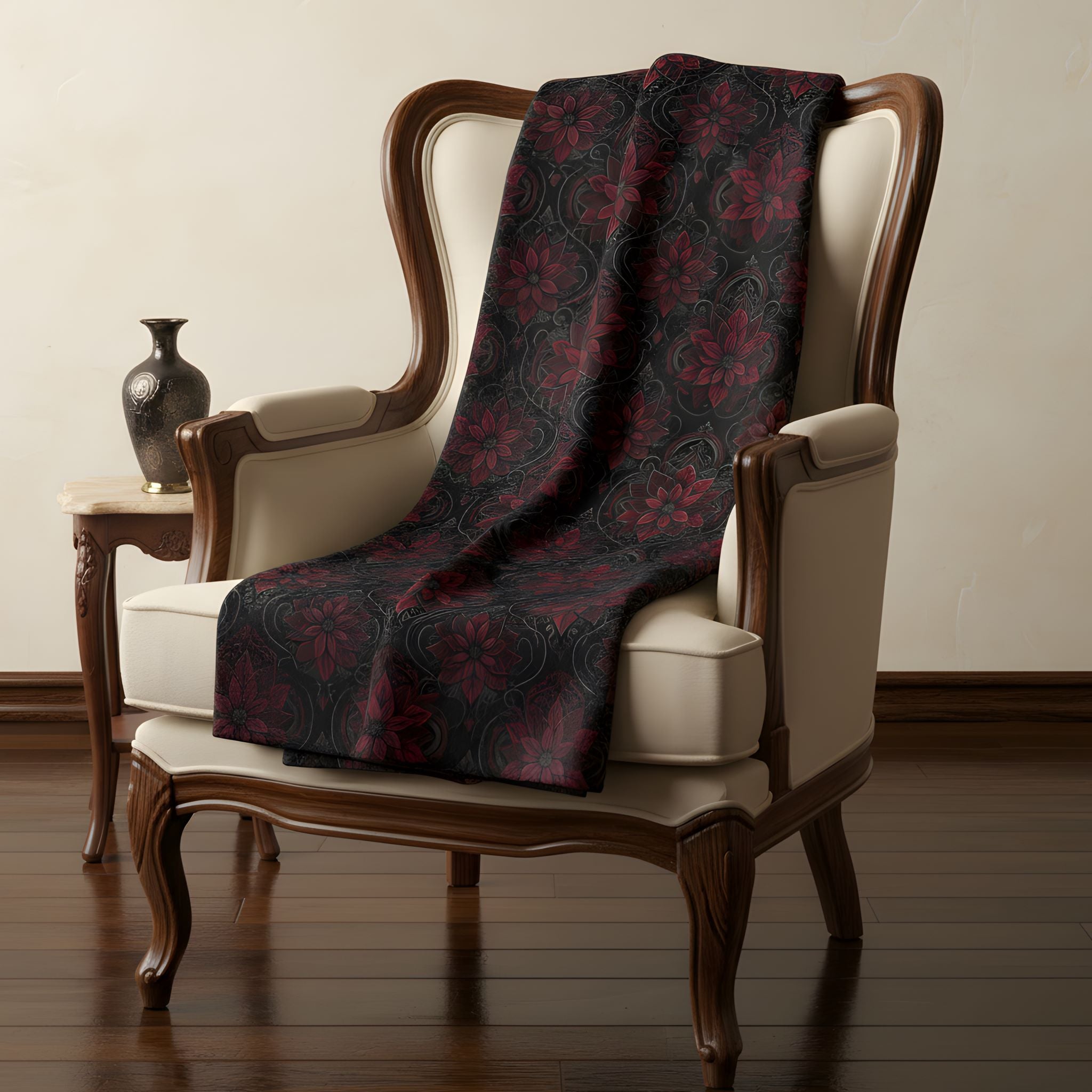 Red Poinsettia Throw Blanket 60x80 | Gothic Poinsettia - Durazza