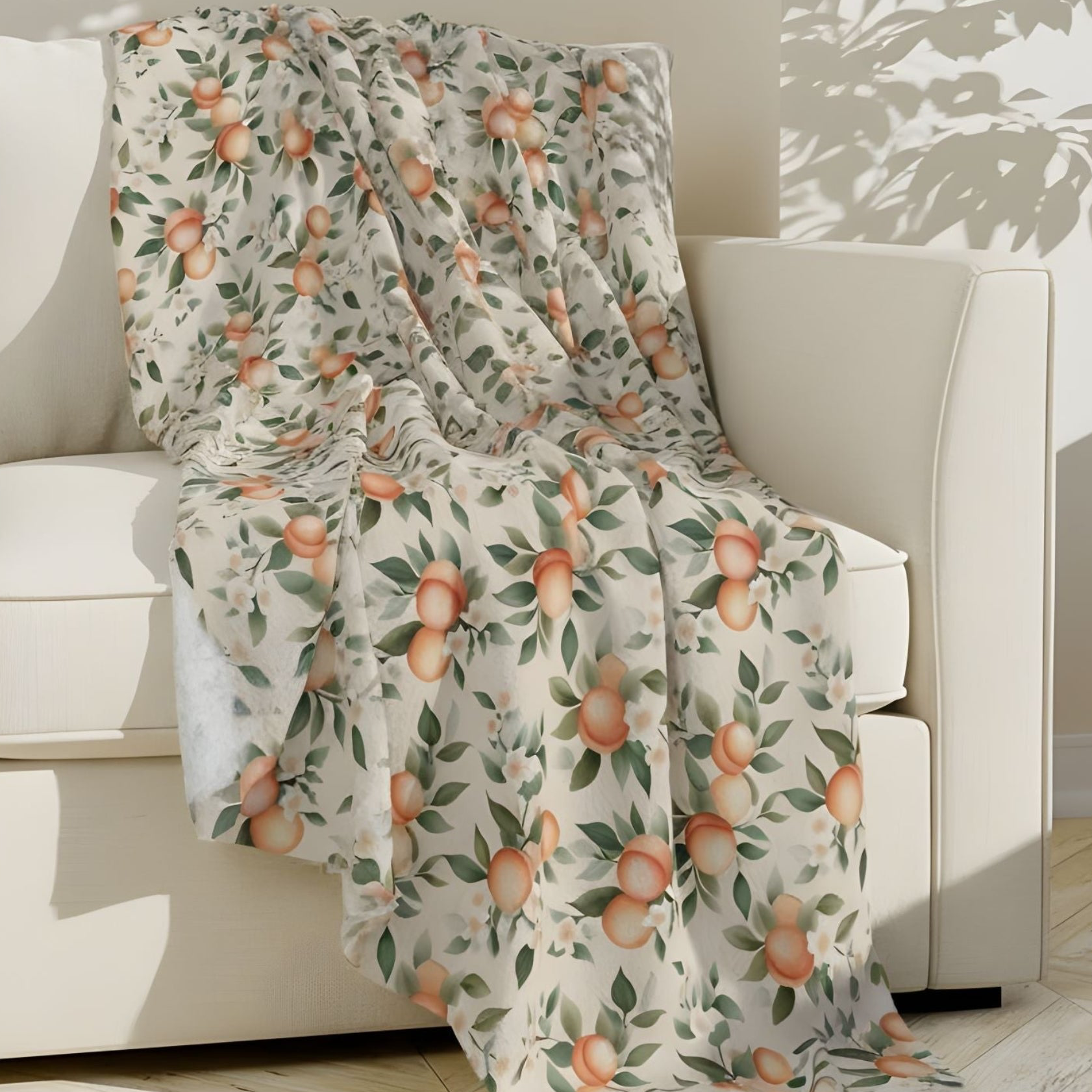 Peach Throw Blanket 50x60/60x80 | Peachwood Bloom - Durazza