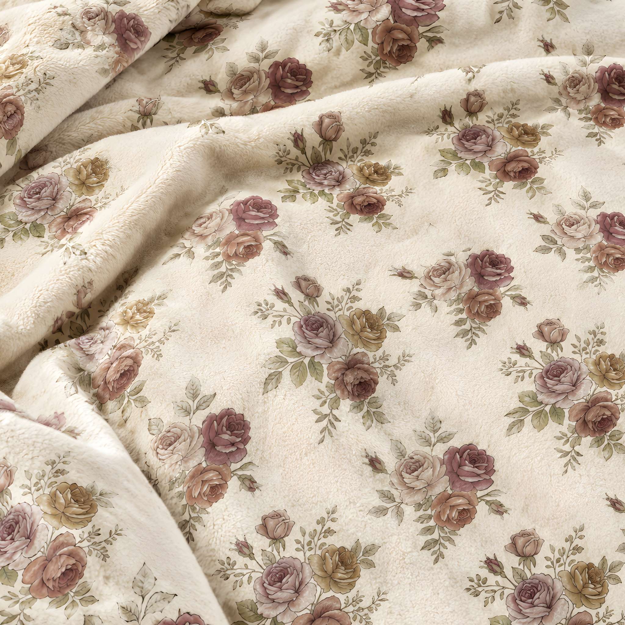 Mauve Floral Velveteen Throw Blanket, 60 × 80 | Mauve Boutique
