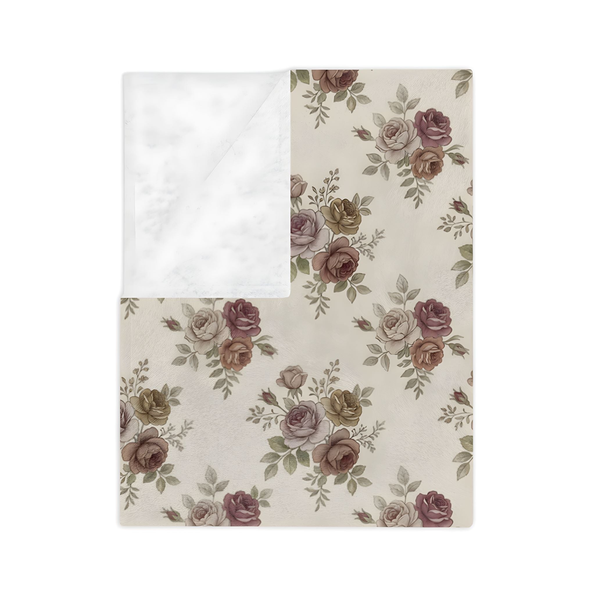 Mauve Floral Velveteen Throw Blanket, 60 × 80 | Mauve Boutique