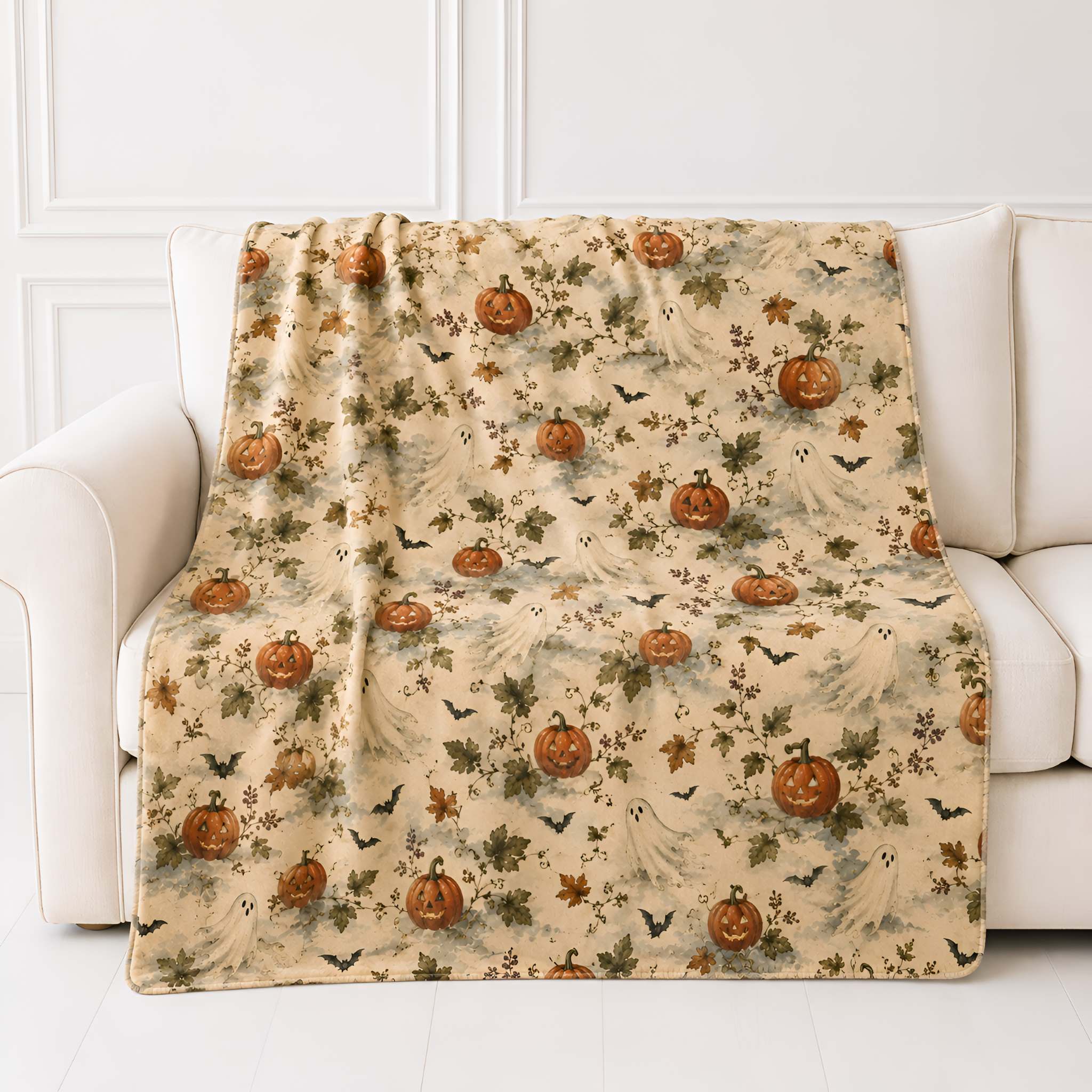 Halloween Ghost Sherpa Throw Blanket, 50×60 & 60×80 | Moonrise Gathering