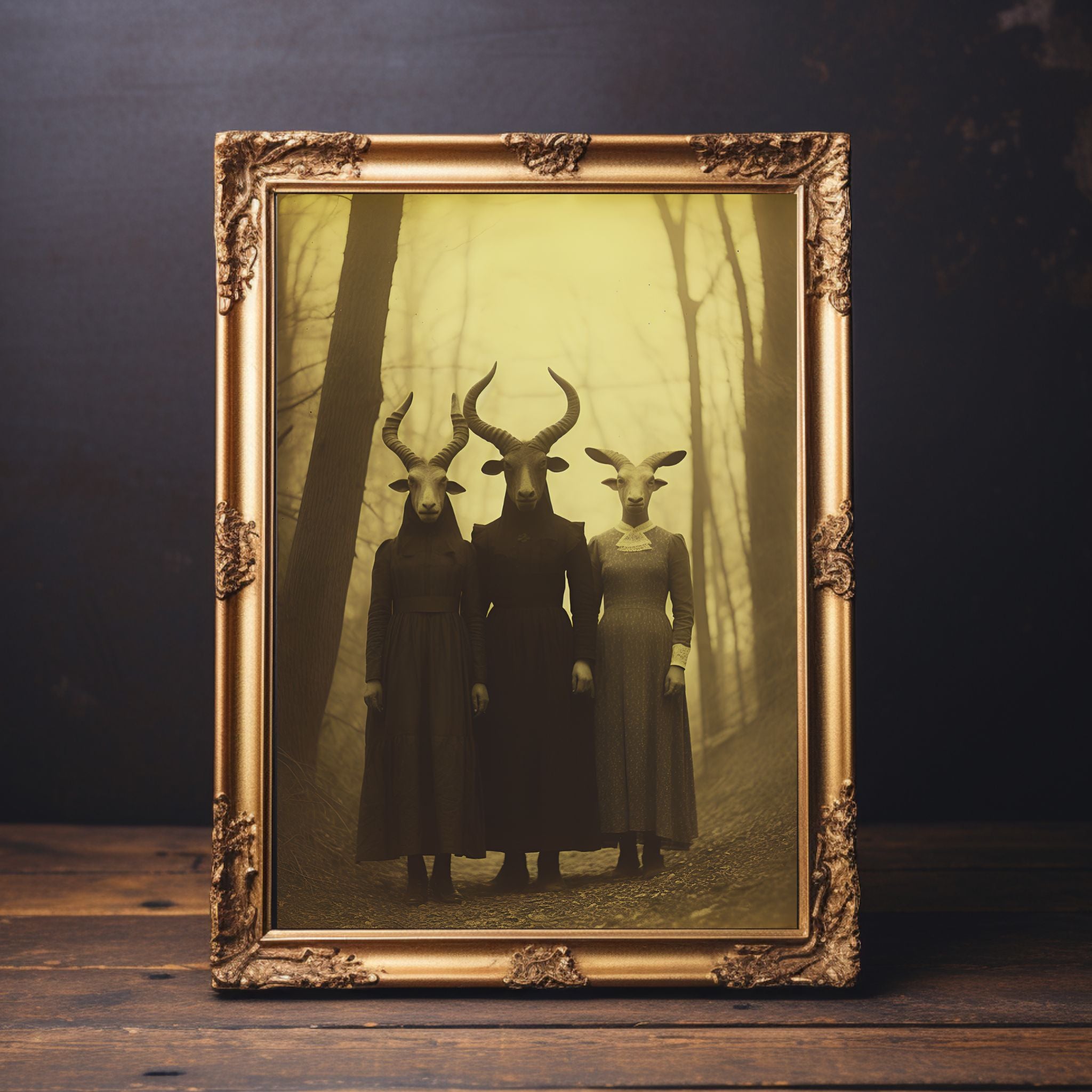 Baphomet Cult in the Woods Vintage Photography Art Poster