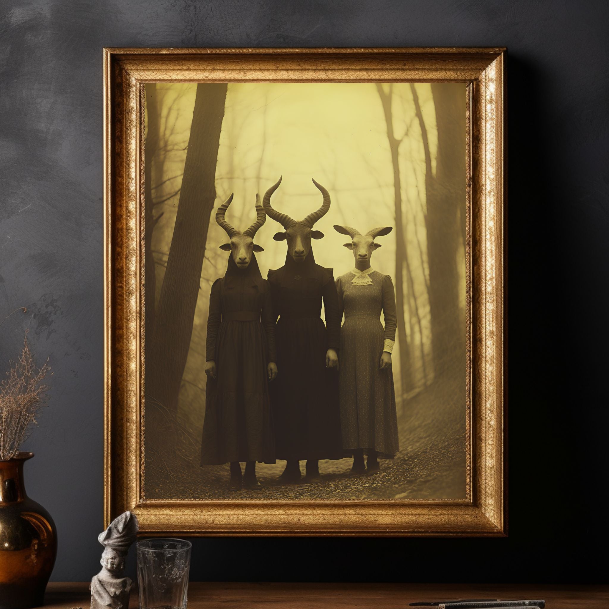 Baphomet Cult in the Woods Vintage Photography Art Poster