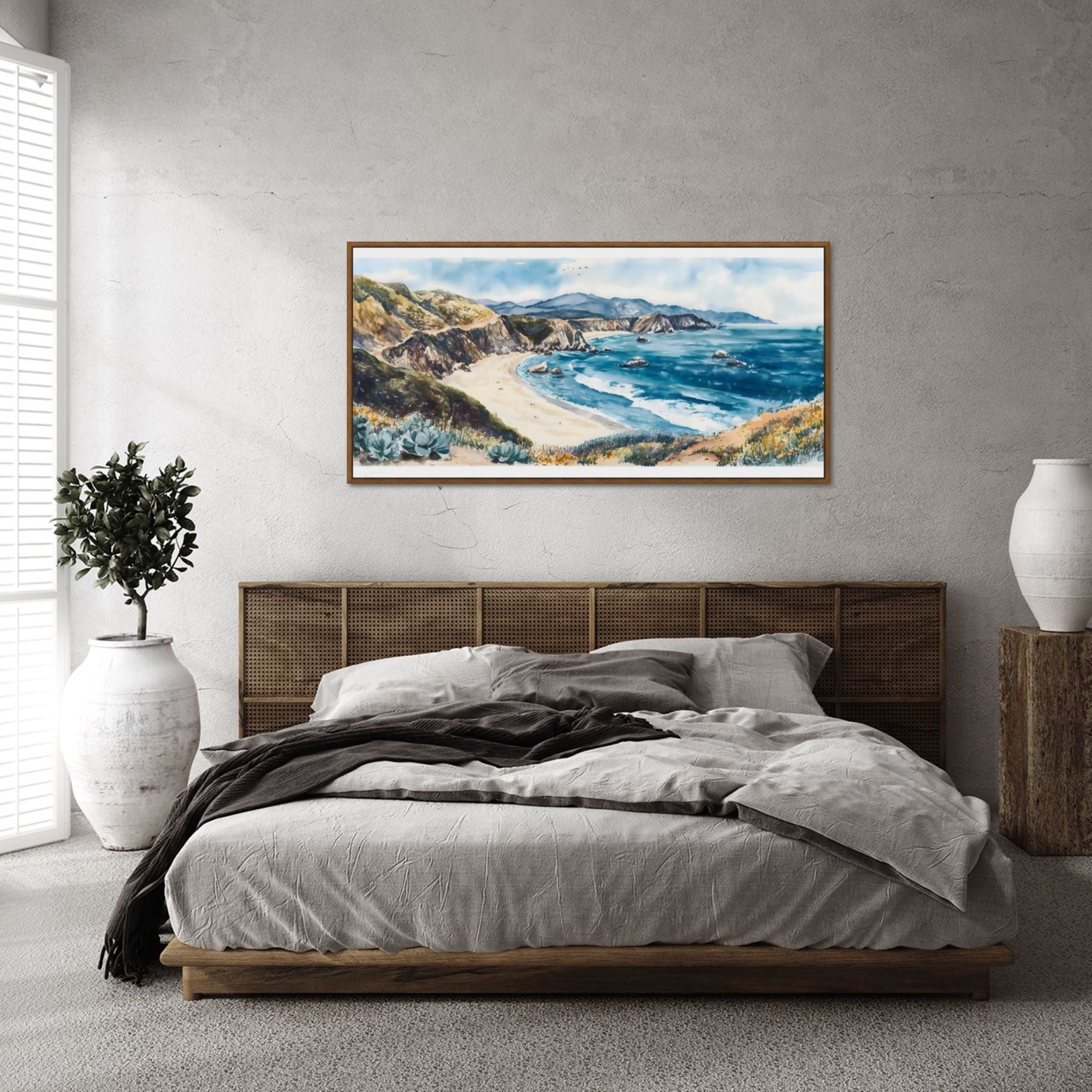Big Sur Beach Bliss: Modern Coastal Watercolor for Beach House Decor