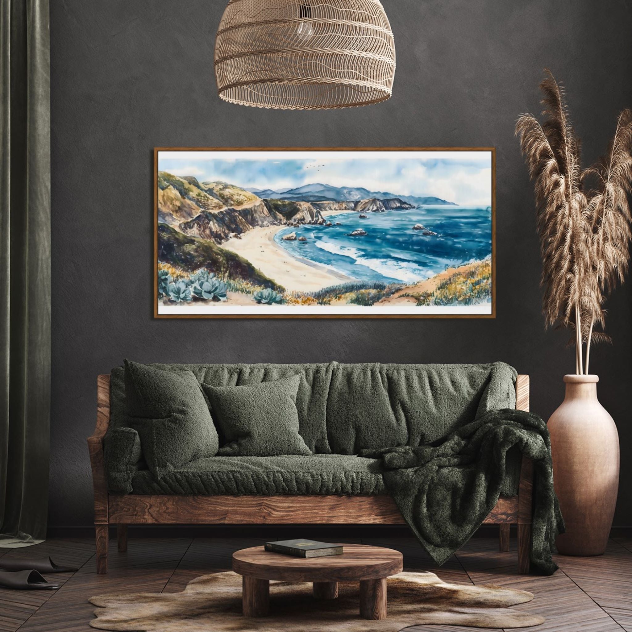 Big Sur Beach Bliss: Modern Coastal Watercolor for Beach House Decor