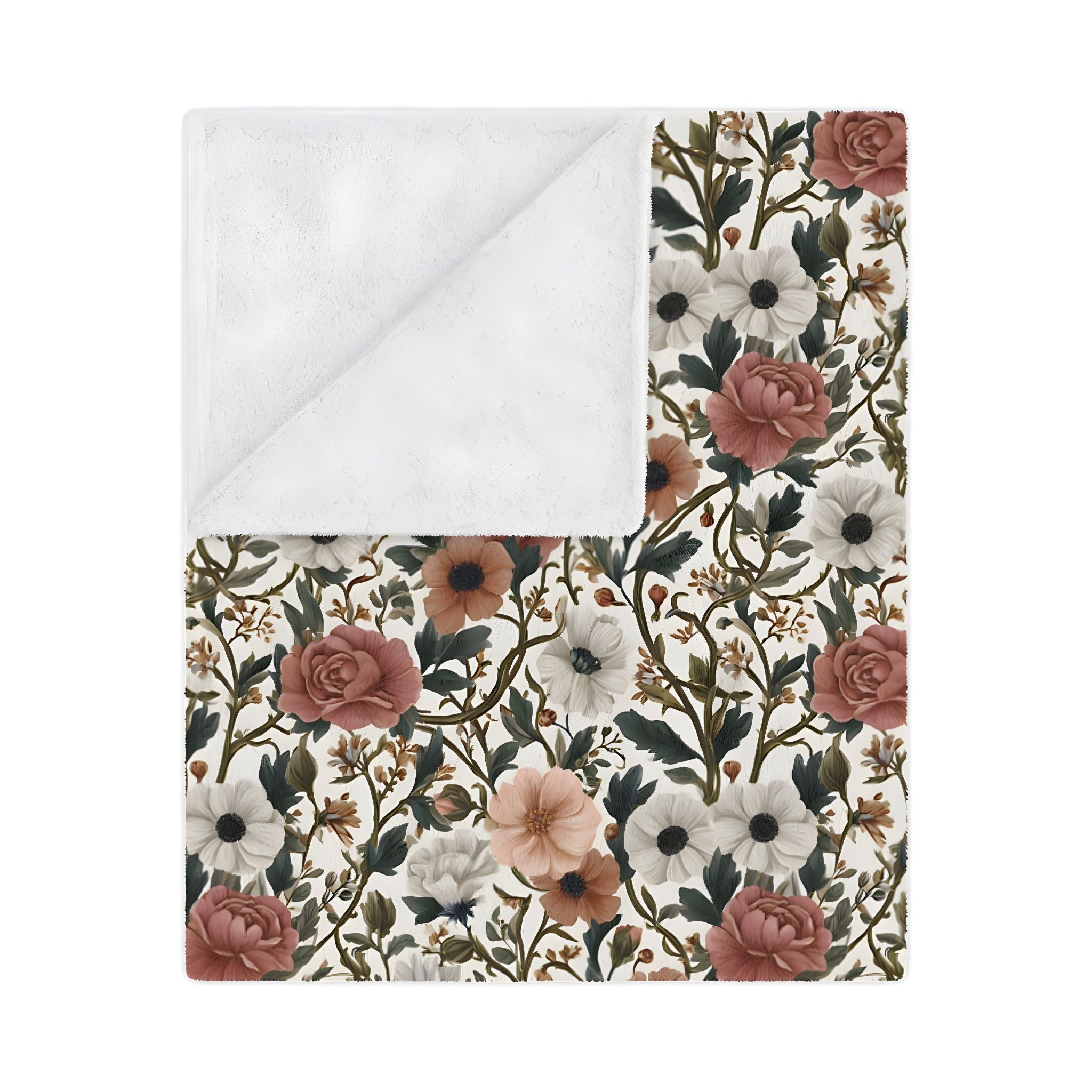 Cottage Floral Minky Throw Blanket 50x60 | Wild Rosaria - Durazza