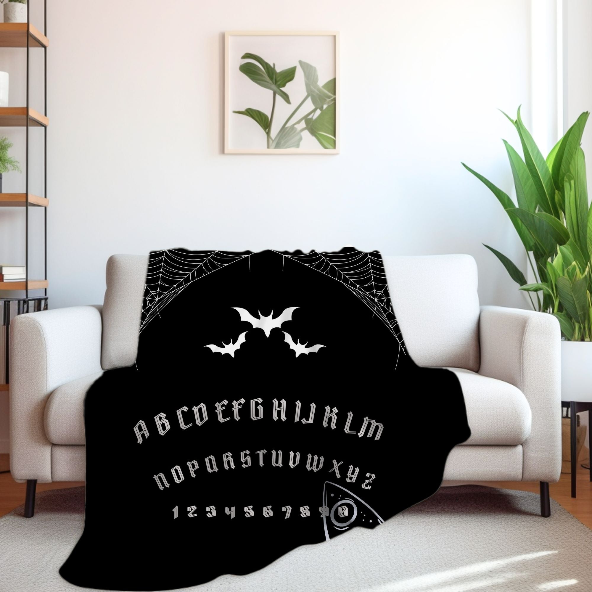 Black Ouija Board Throw Blanket, Sherpa or Velveteen - Durazza