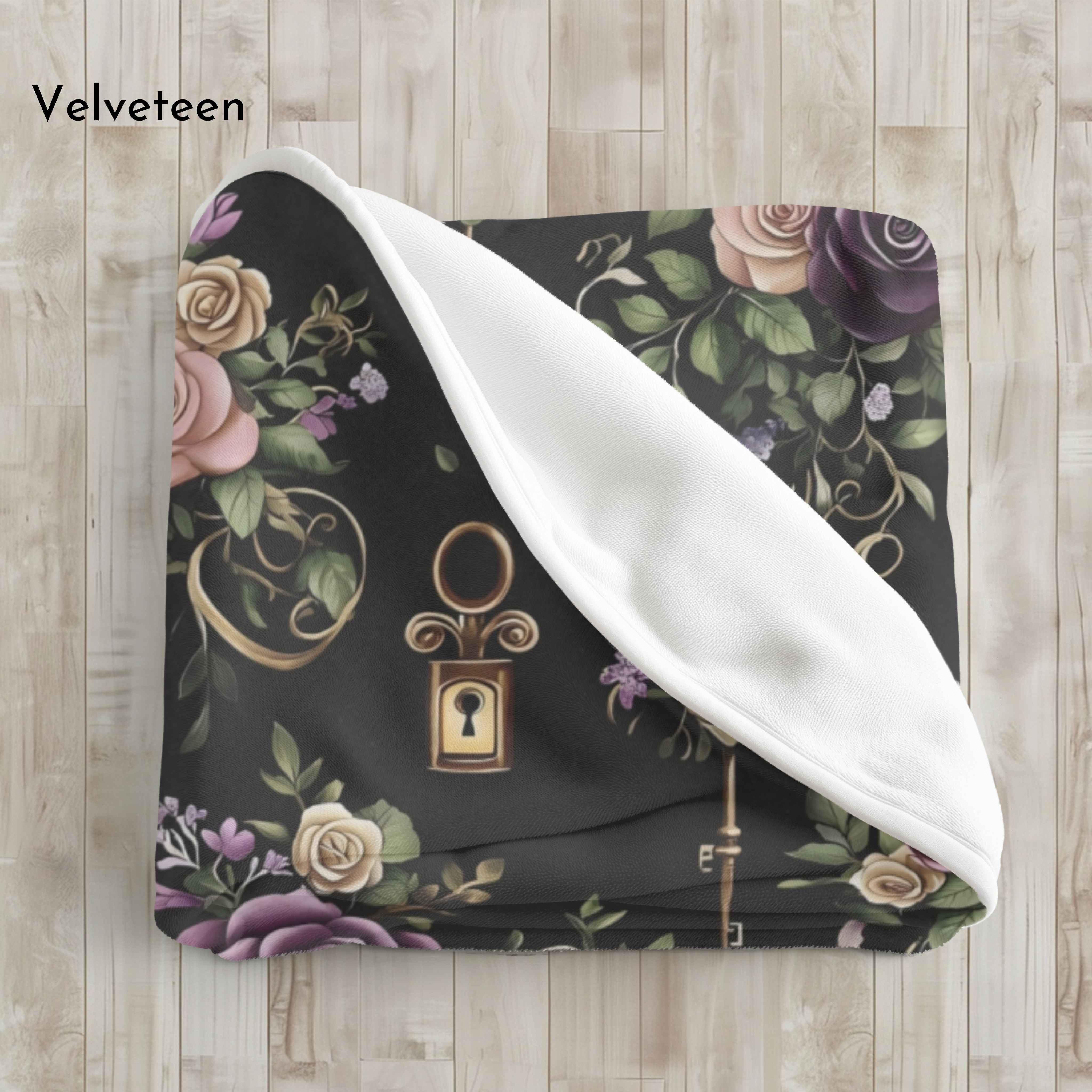 Rose Throw Blanket – Gothic Antique Key Design | Bloom Lock