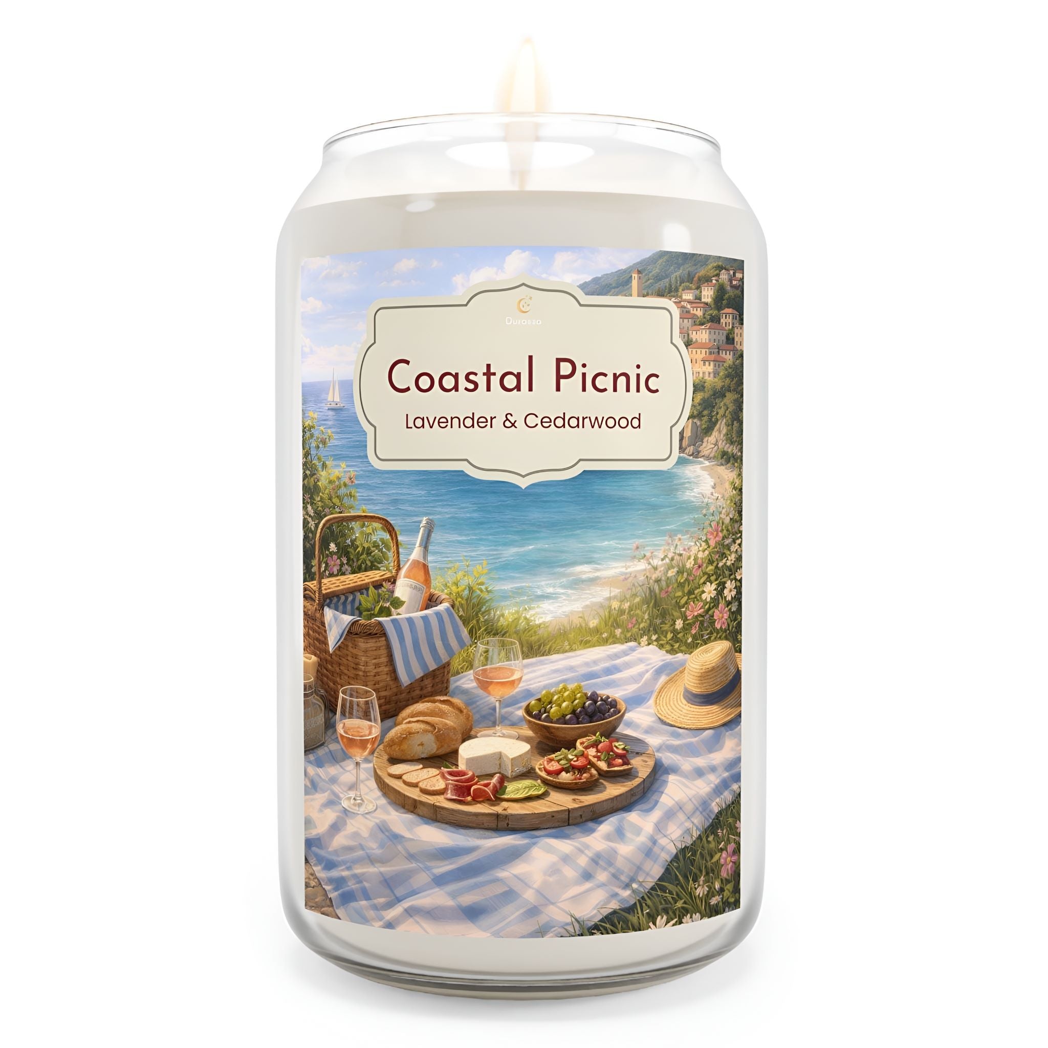 Herbal lavender scented candle for cottage style homes.