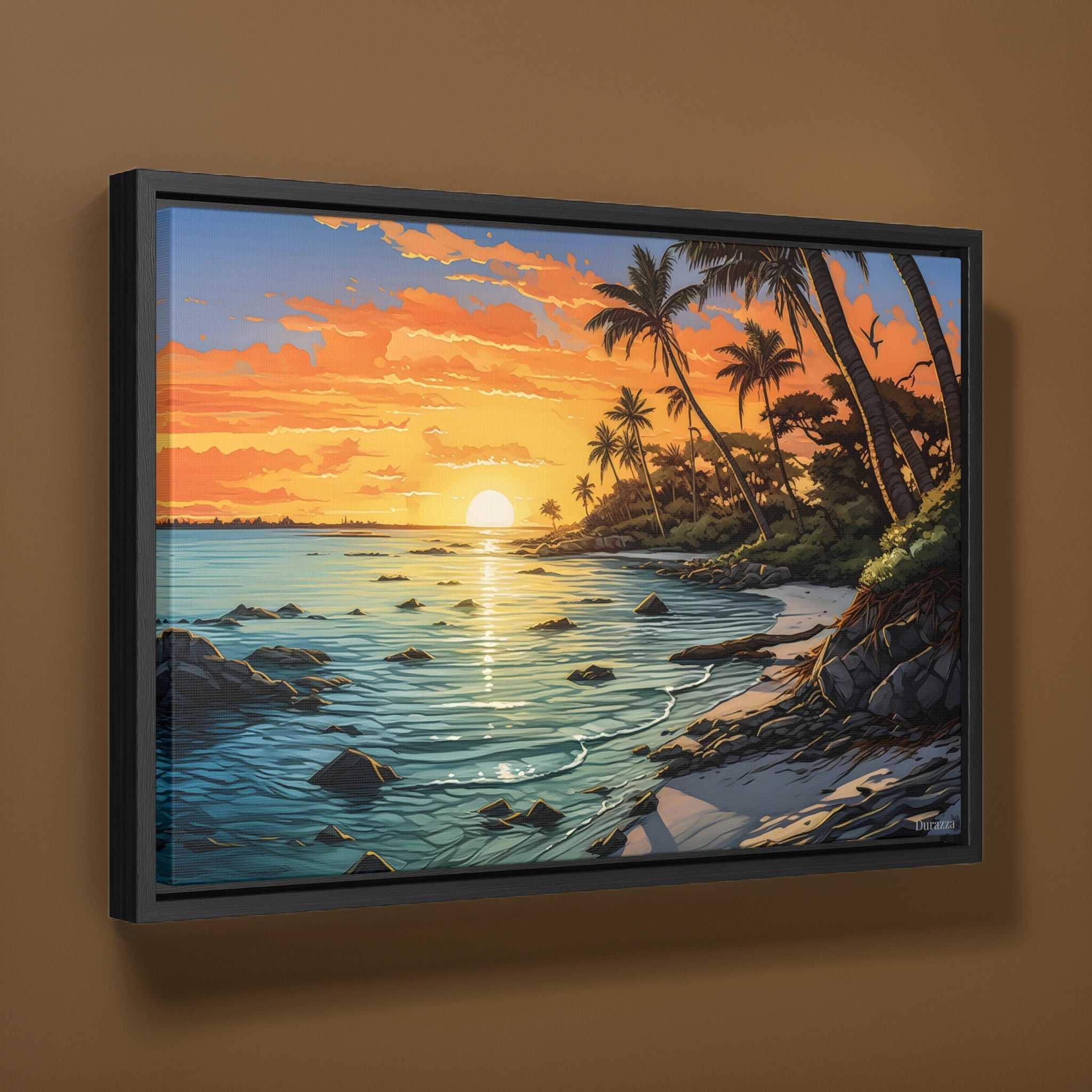 Calming Sunset Beach Wall Art: Tranquil Seascape