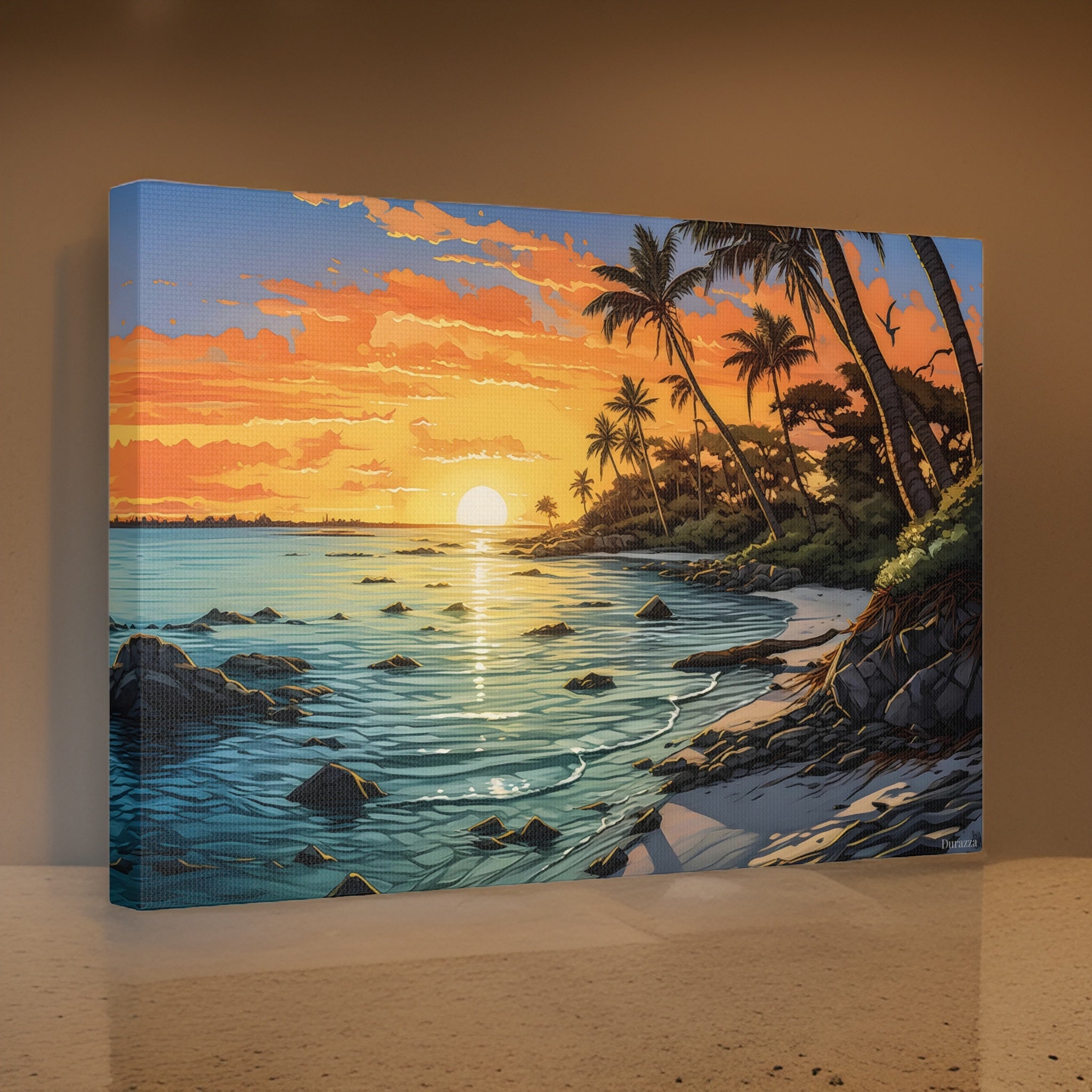 Calming Sunset Beach Wall Art: Tranquil Seascape