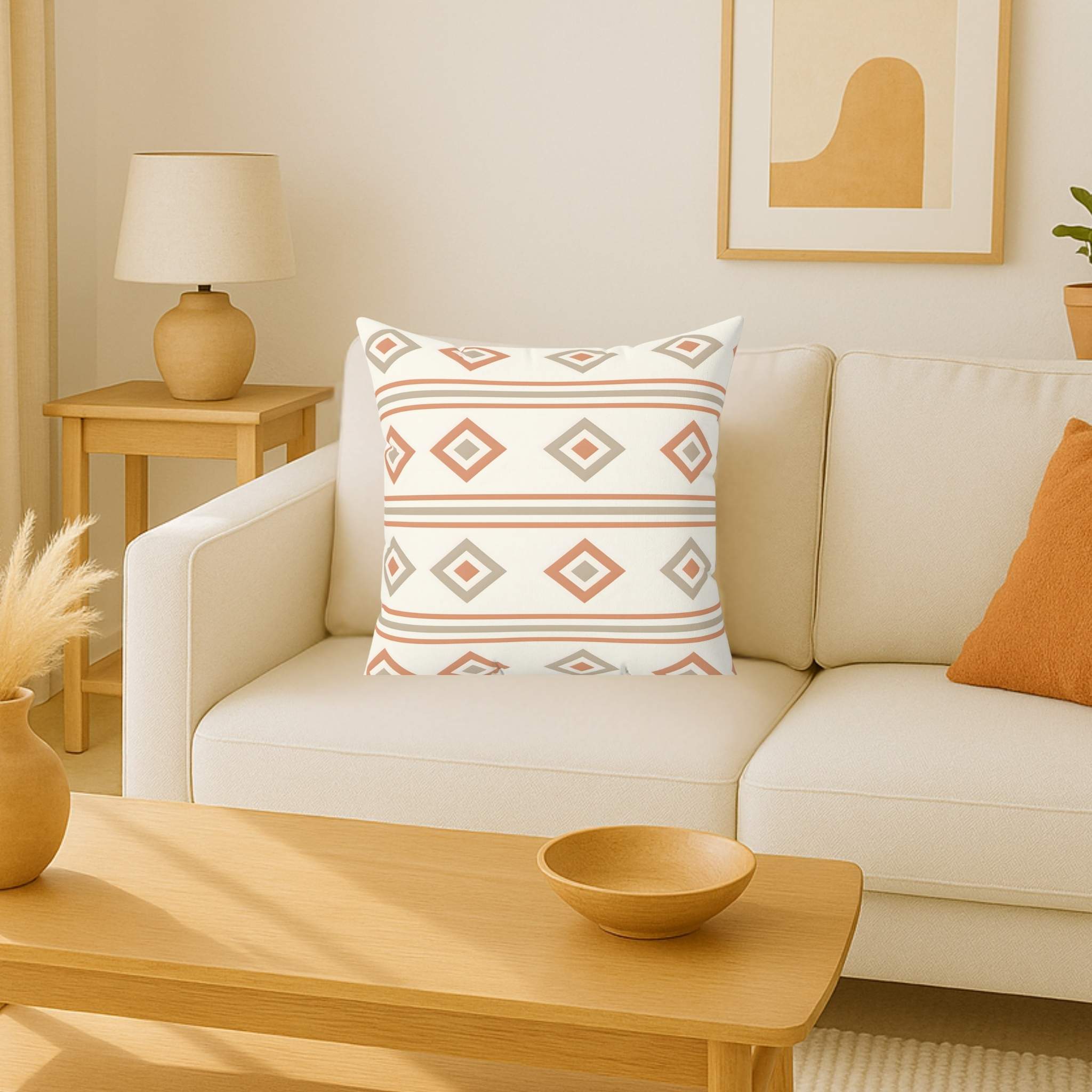 Geometric Throw Pillow – Warm Toned Decor | Canyon Clay