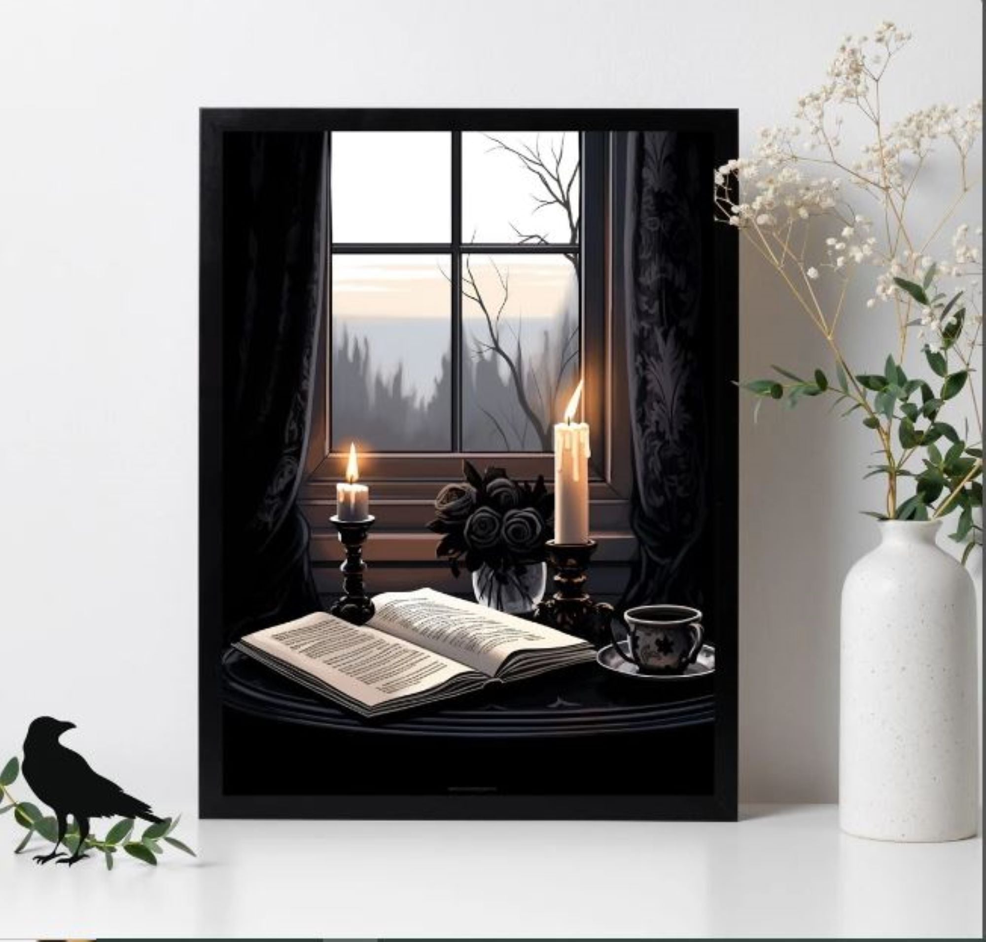 Ink and Shadows Poster: Delving into the Gothic Window Painting