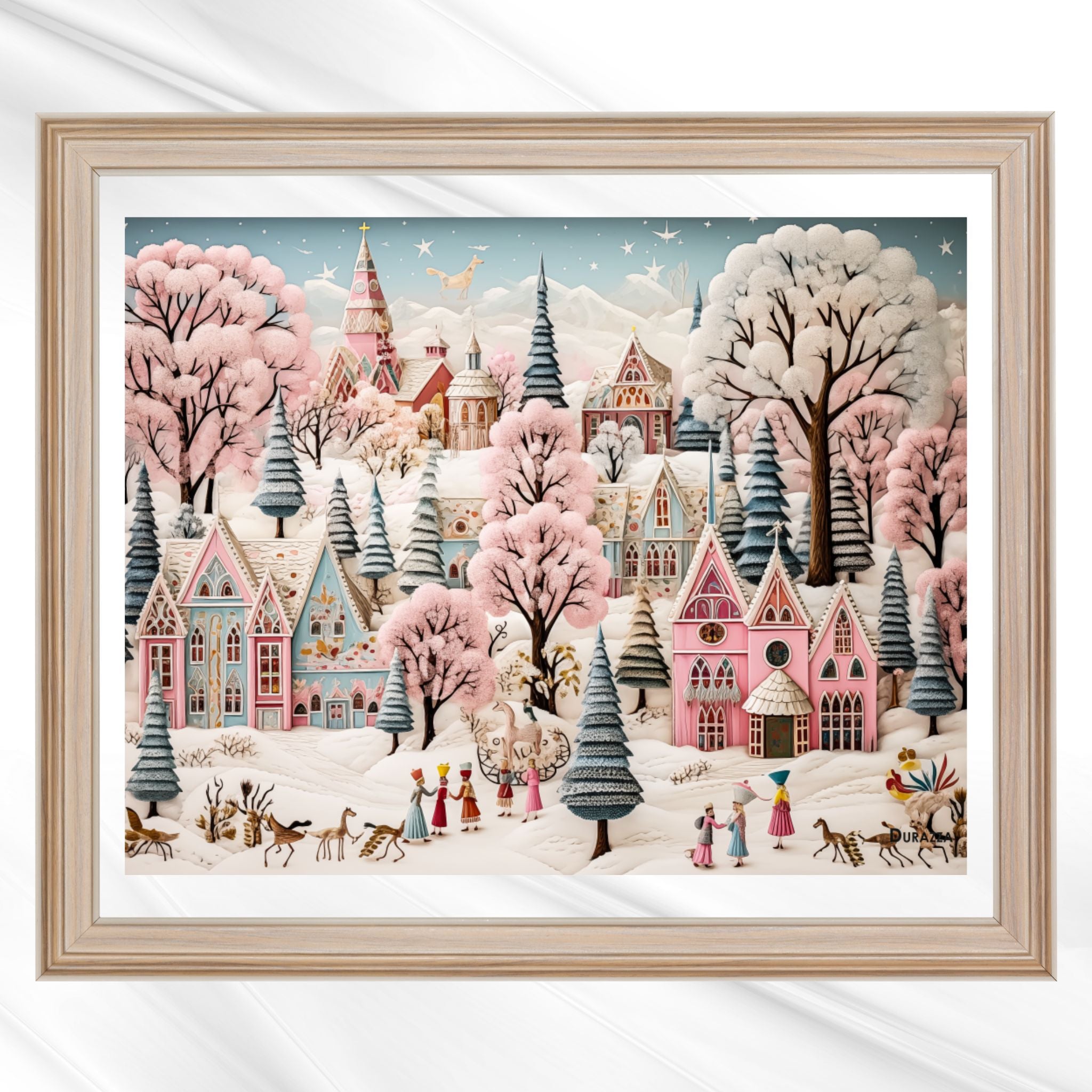 Chromatic Folk Art Wonderland Satin Art Print