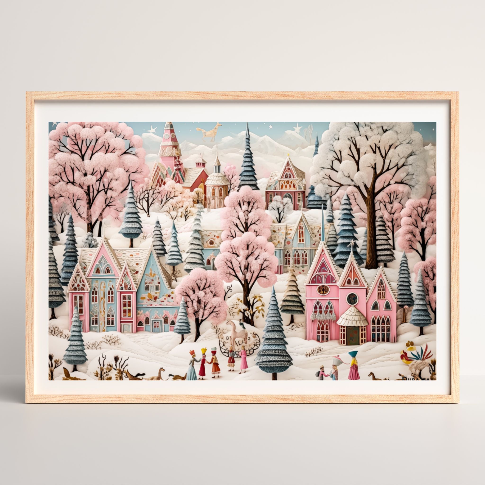 Chromatic Folk Art Wonderland Satin Art Print