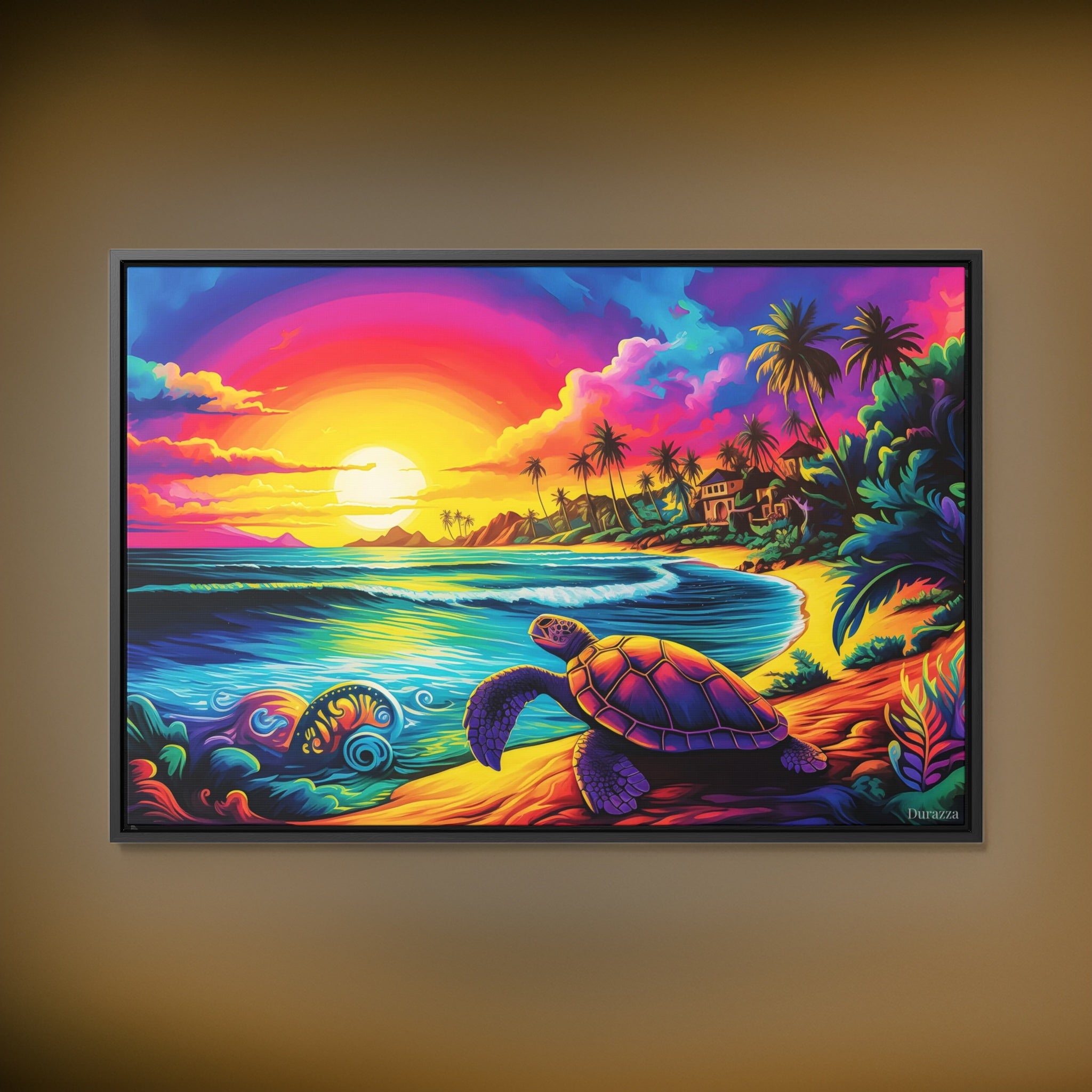 Chromatic Turtle Beachscape Canvas Wall Art