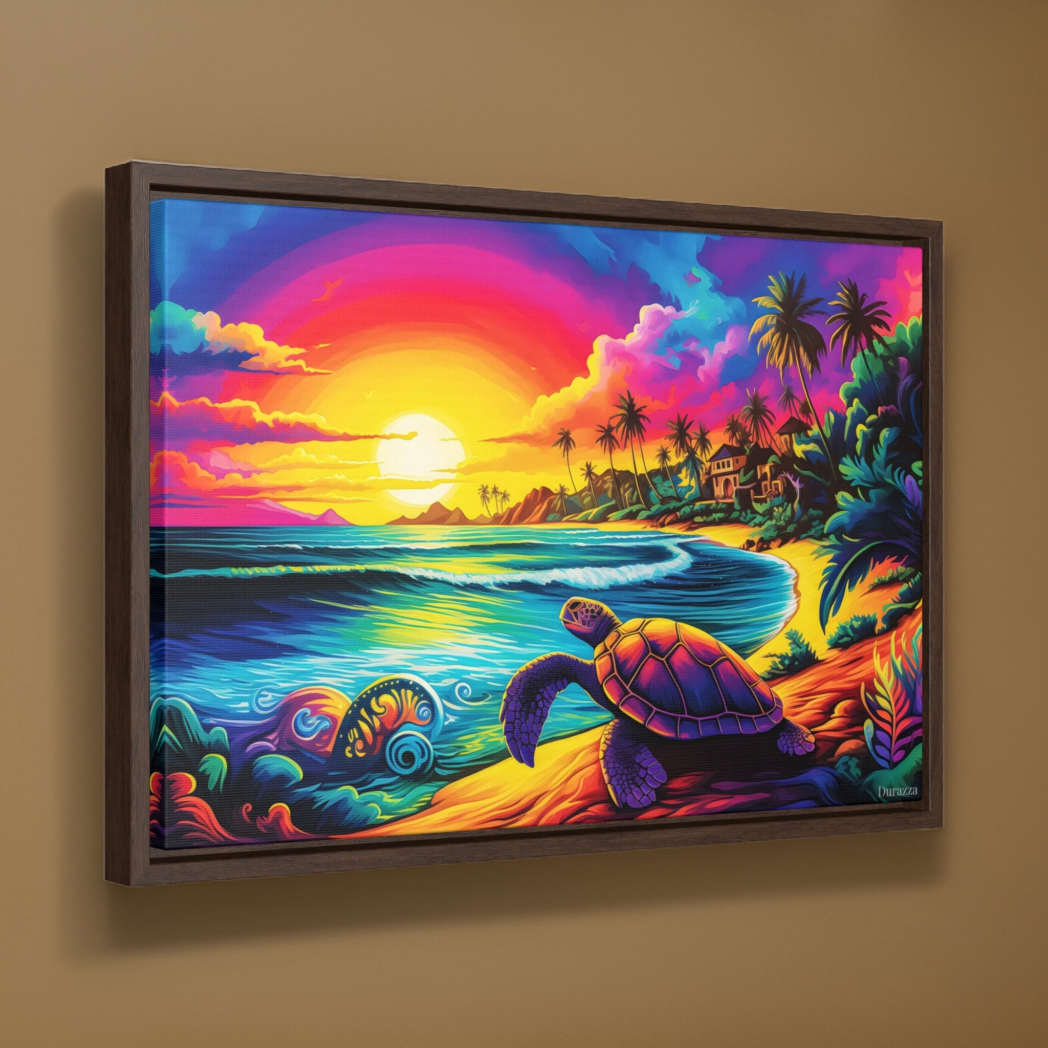 Chromatic Turtle Beachscape Canvas Wall Art