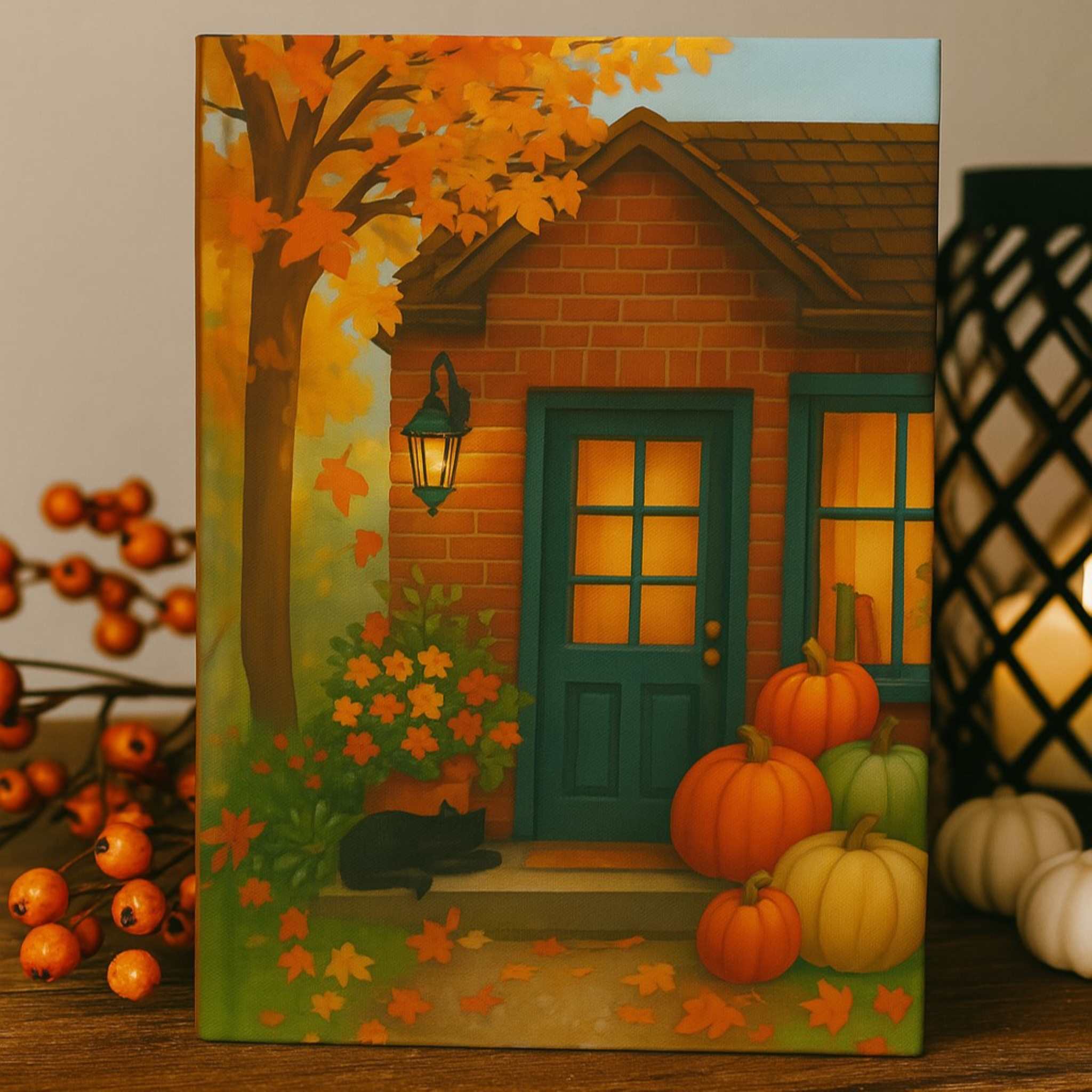 Fall Cottage Journal – Pumpkin and Black Cat | Cozy Doorstep