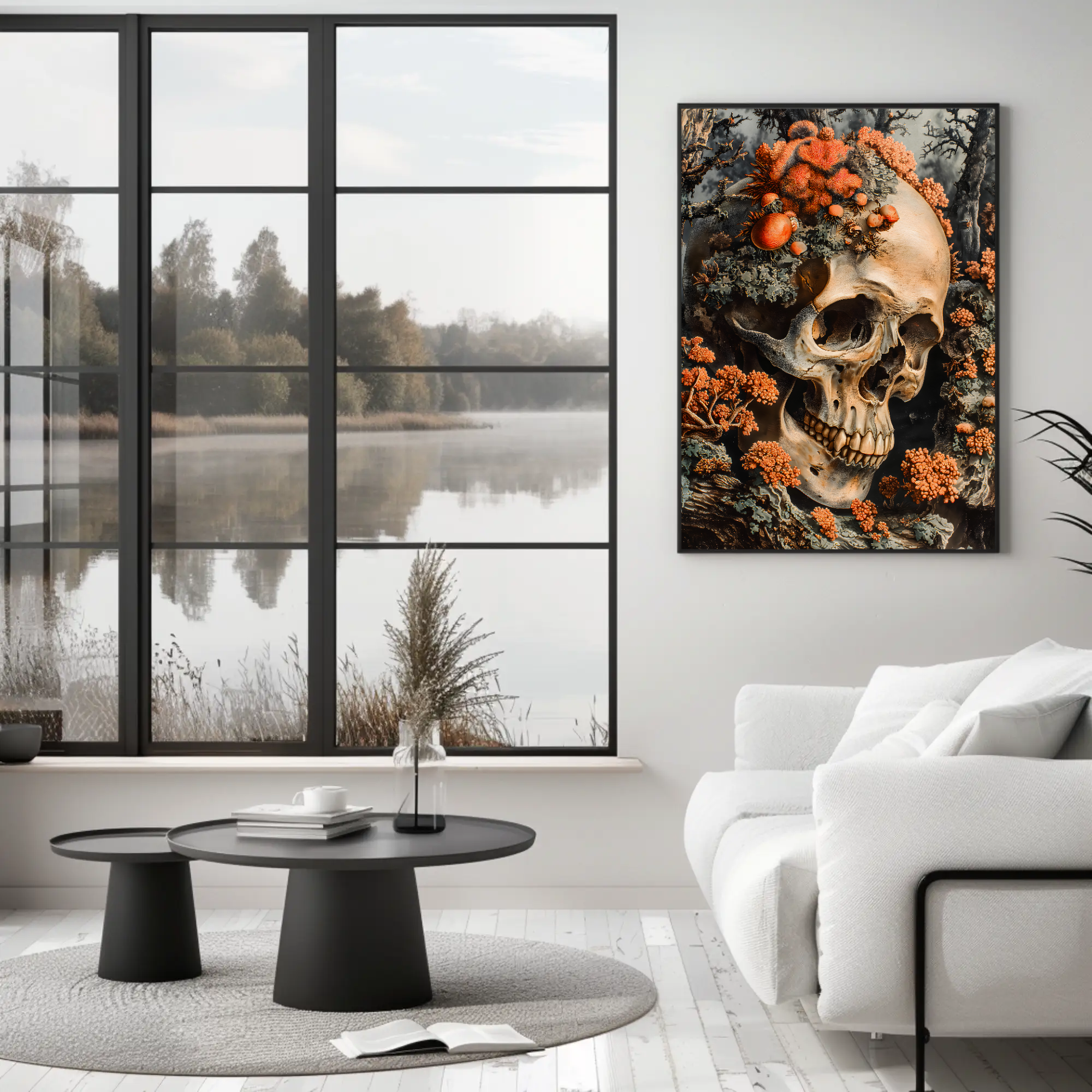 Cranial Bloom Wall Art: Memento Mori Skull