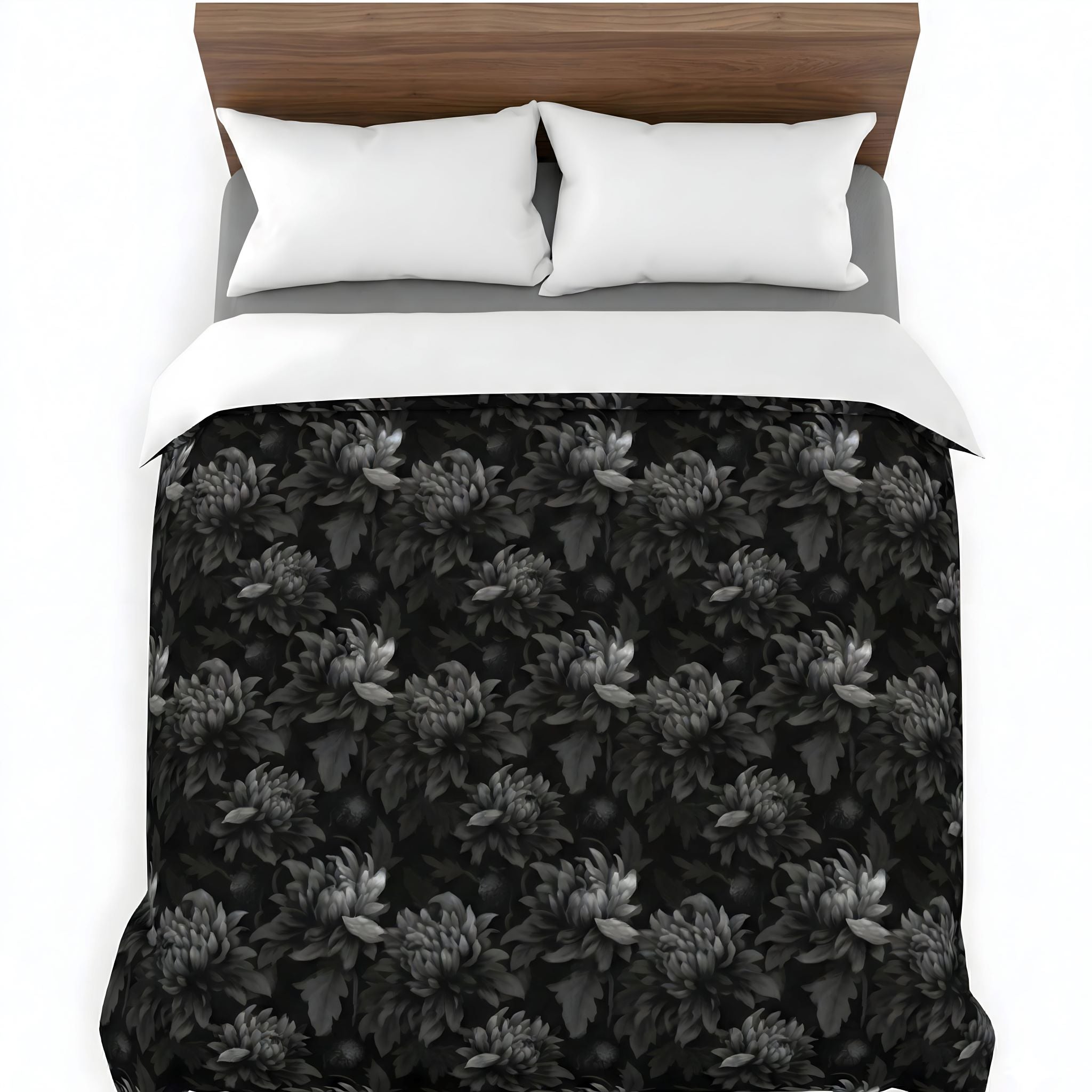Intricate Black And White Floral Medallion Symbolic Blossom Within A Circular With Leafy Accents Intricate Black And White Floral Medallion Symbolic Blossom Within A Circular With Leafy Accents