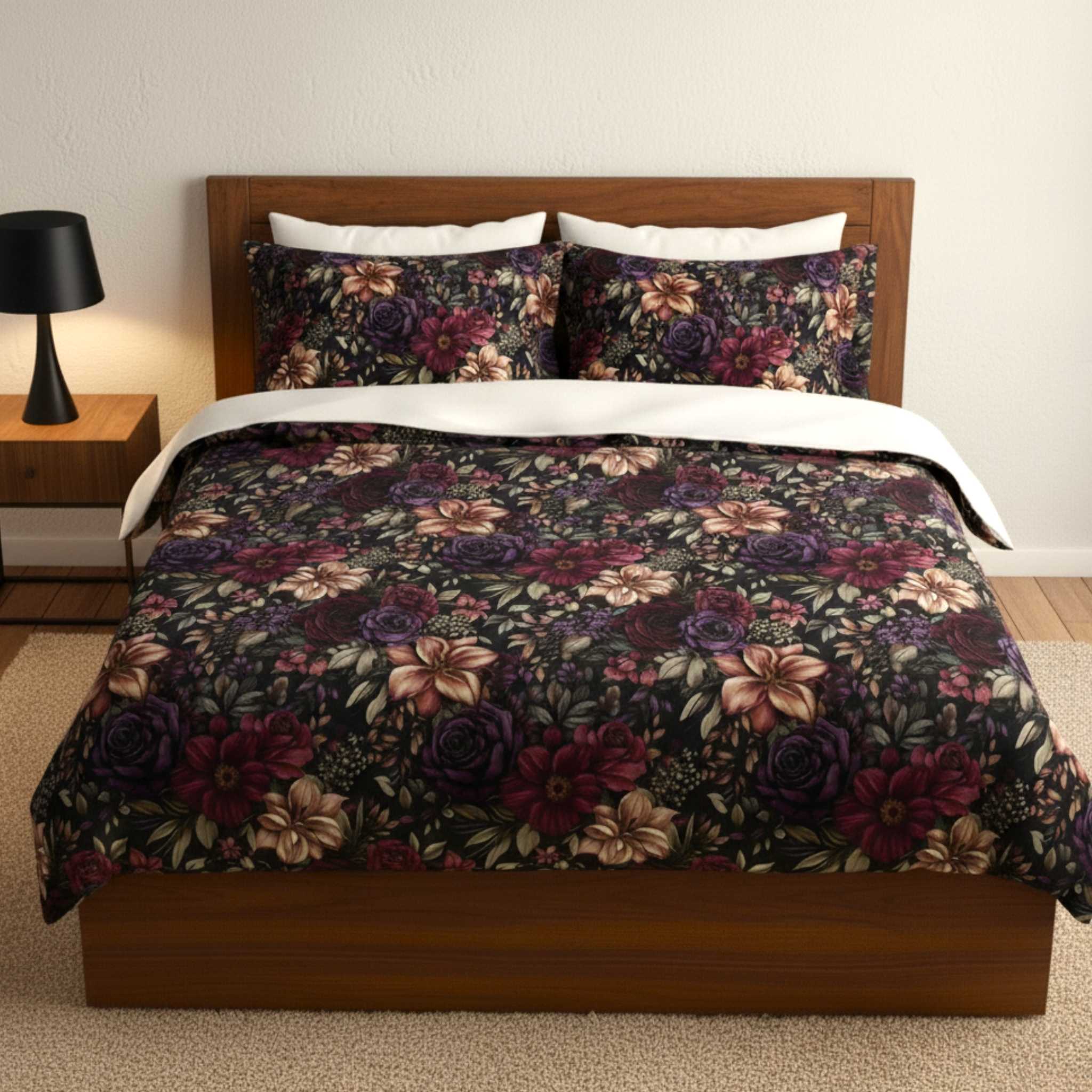 Gothic Floral Duvet Cover – Moody Bedding | Midnight Bloom