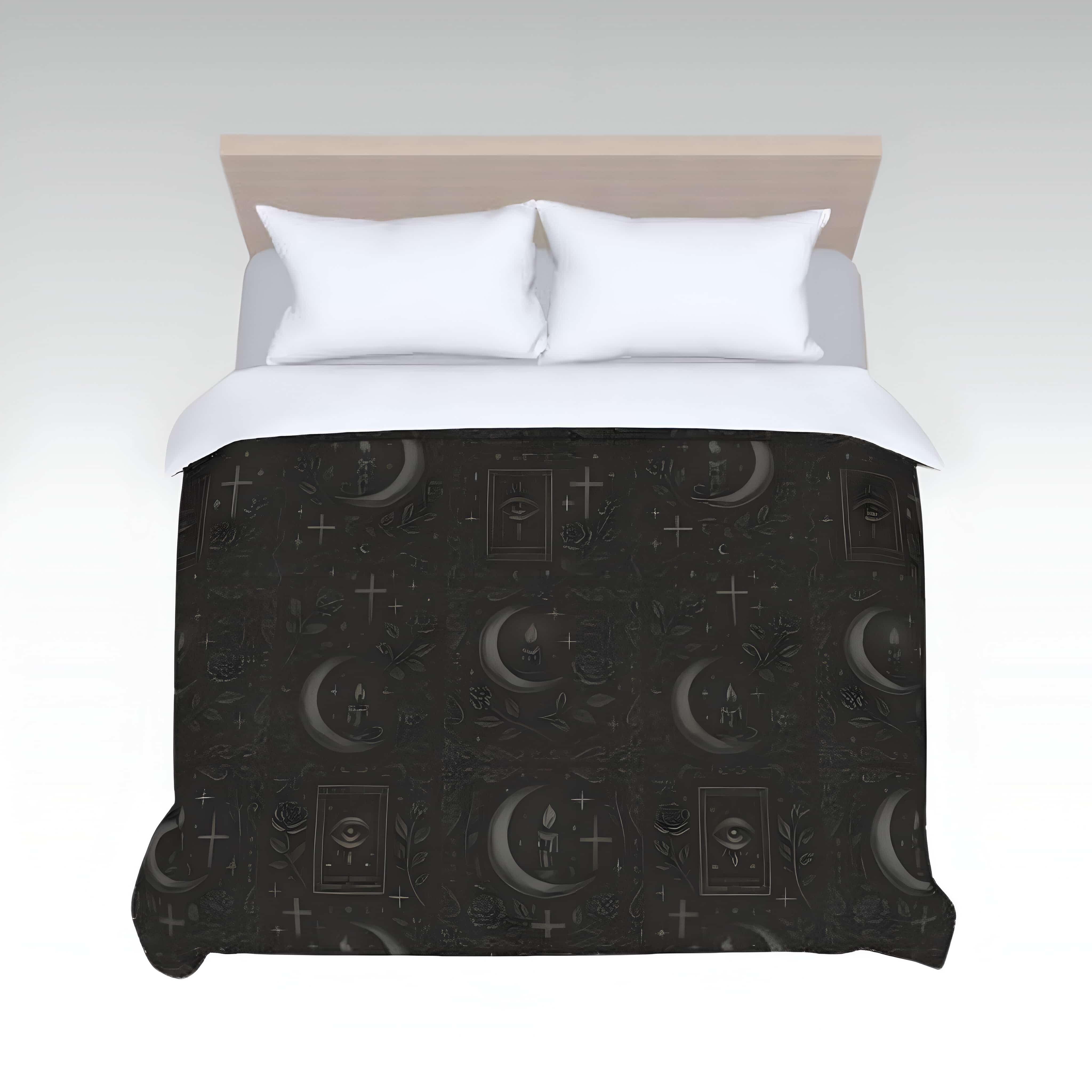 Gothic Black Duvet Cover – Sacred Pattern Bedding | Hexhaven