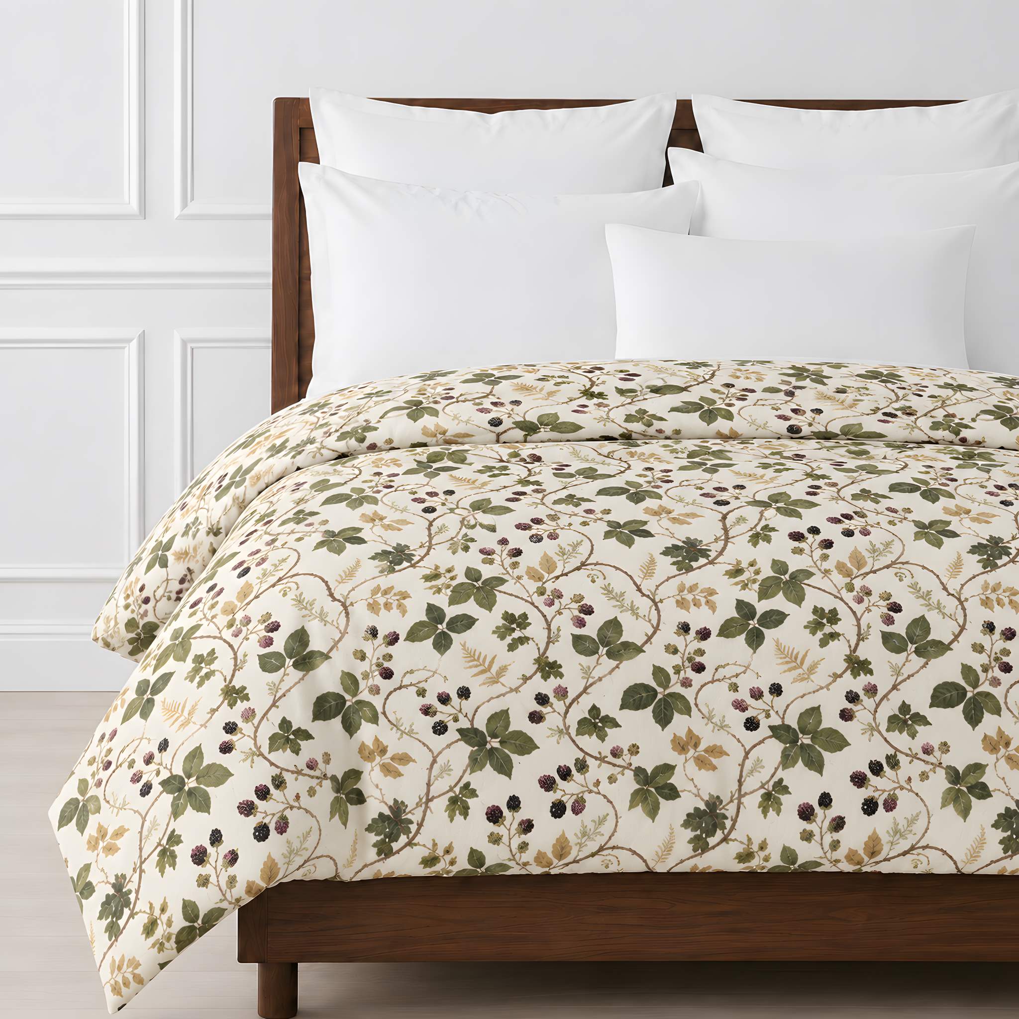 Blackberry Botanical Cotton Duvet Cover, Queen & King | Tramble Trails