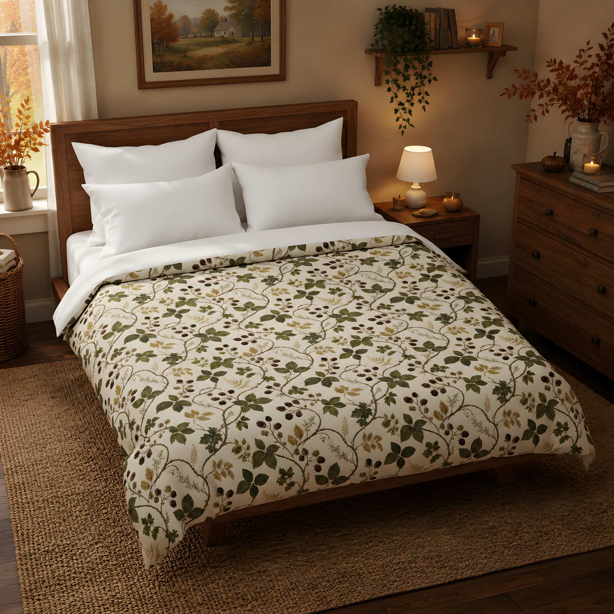 Blackberry Botanical Cotton Duvet Cover, Queen & King | Tramble Trails