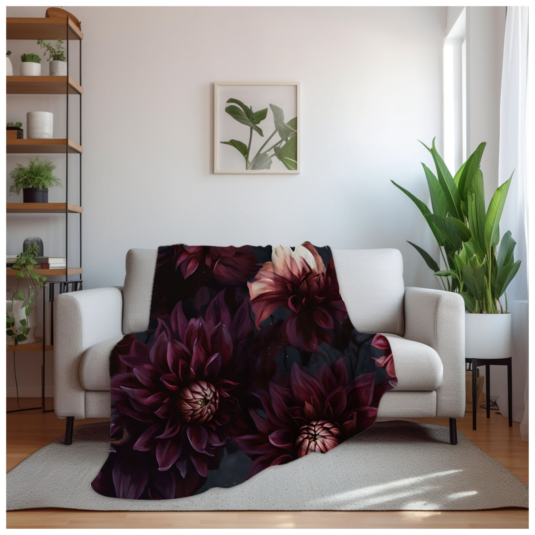 Dark Romance Black Dahlia Blanket Velveteen, or Sherpa, multi size