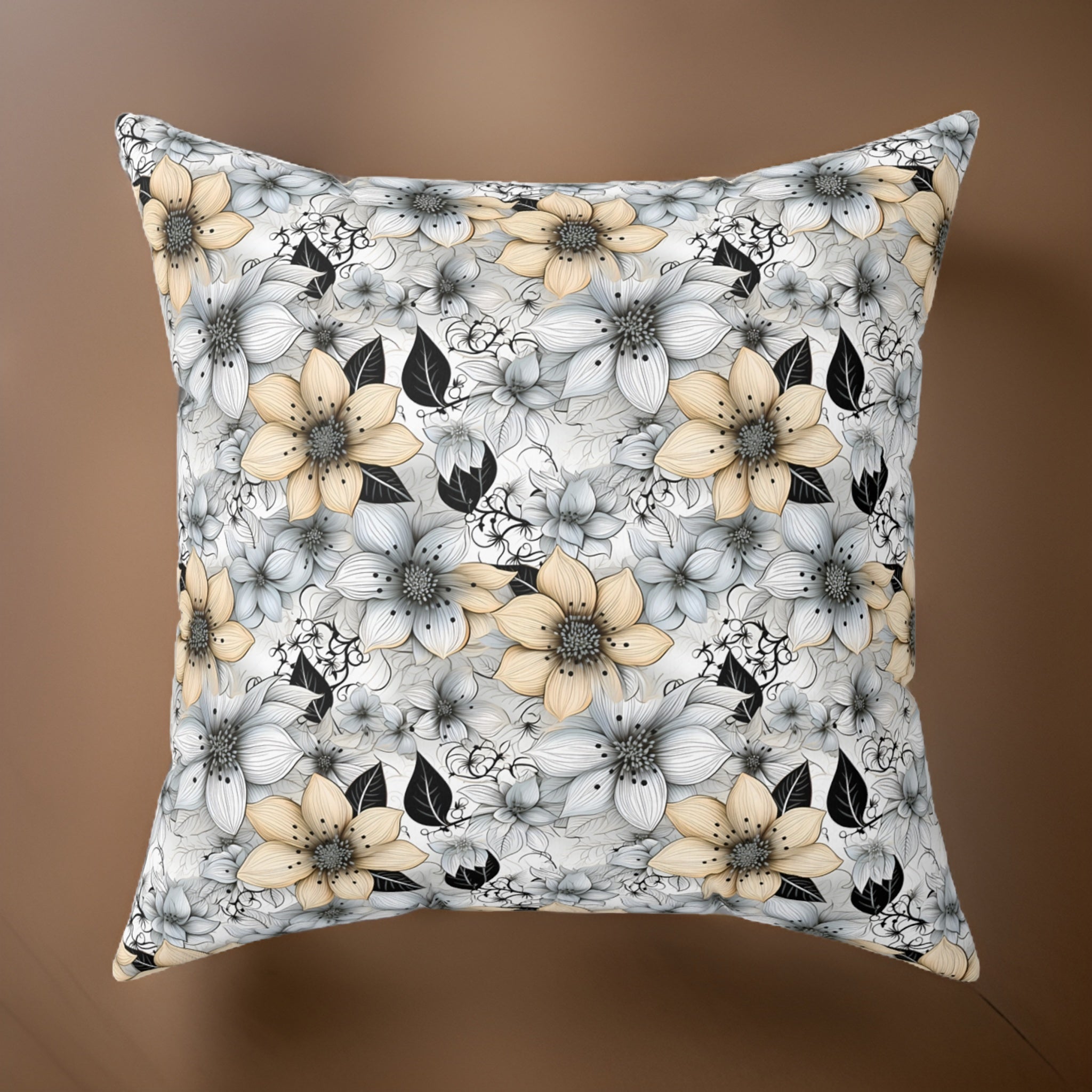 Delicate Petal Floral Faux Suede Pillow or Pillow Cover