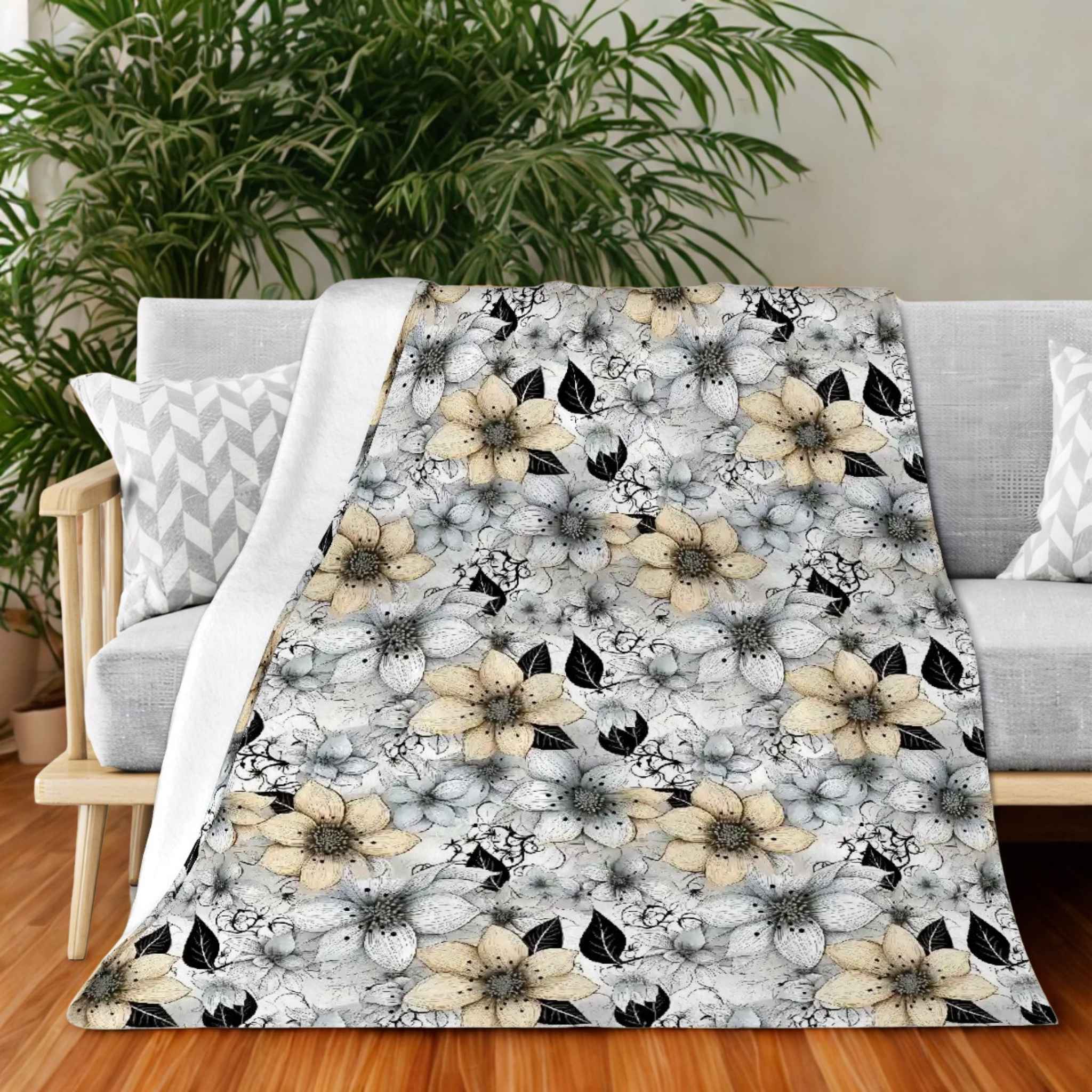 Floral Throw Blanket – Soft Botanical Decor | Delicate Flower