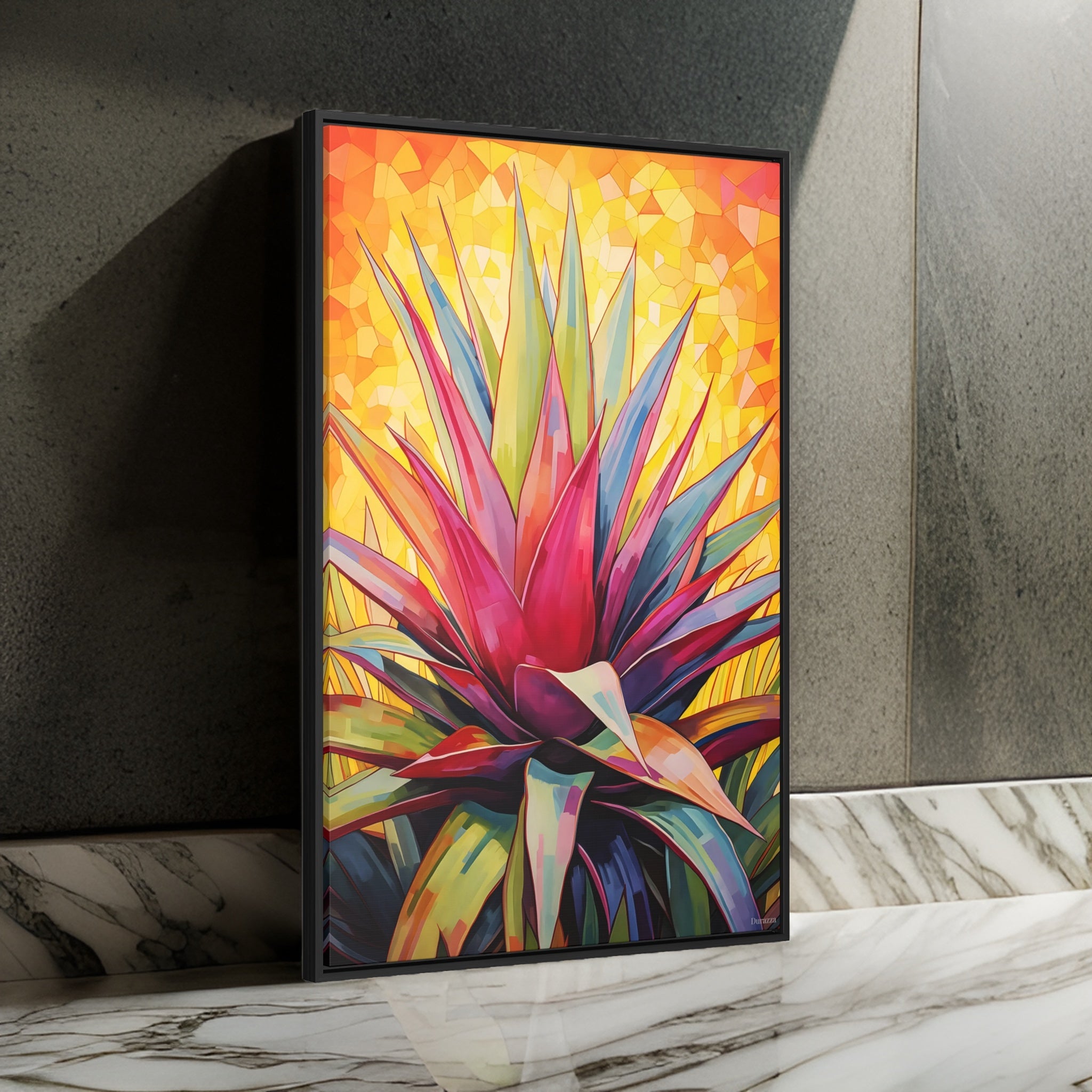 Desert Bloom Agave Wall Art: Modern Botanical Abstract Art Print