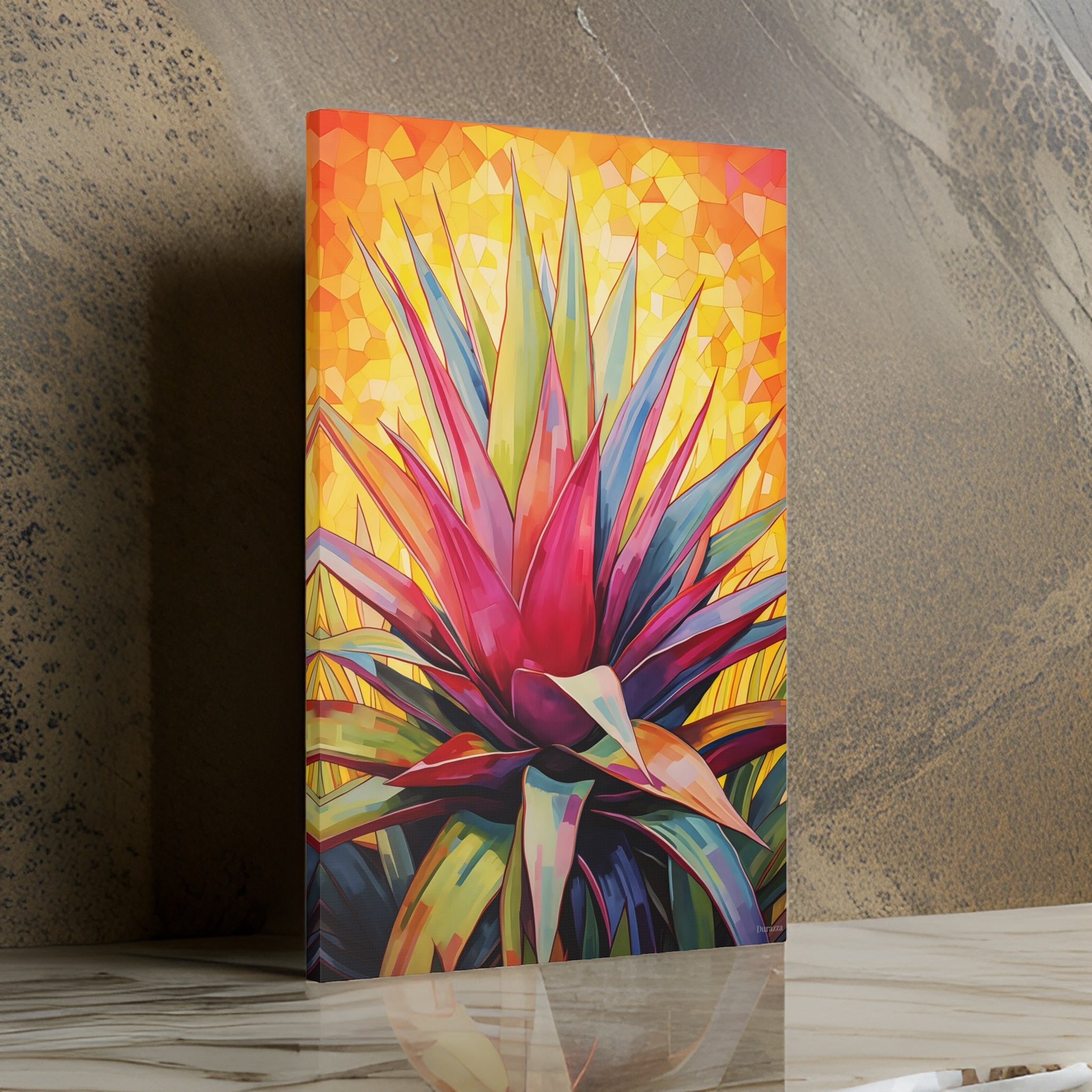 Desert Bloom Agave Wall Art: Modern Botanical Abstract Art Print