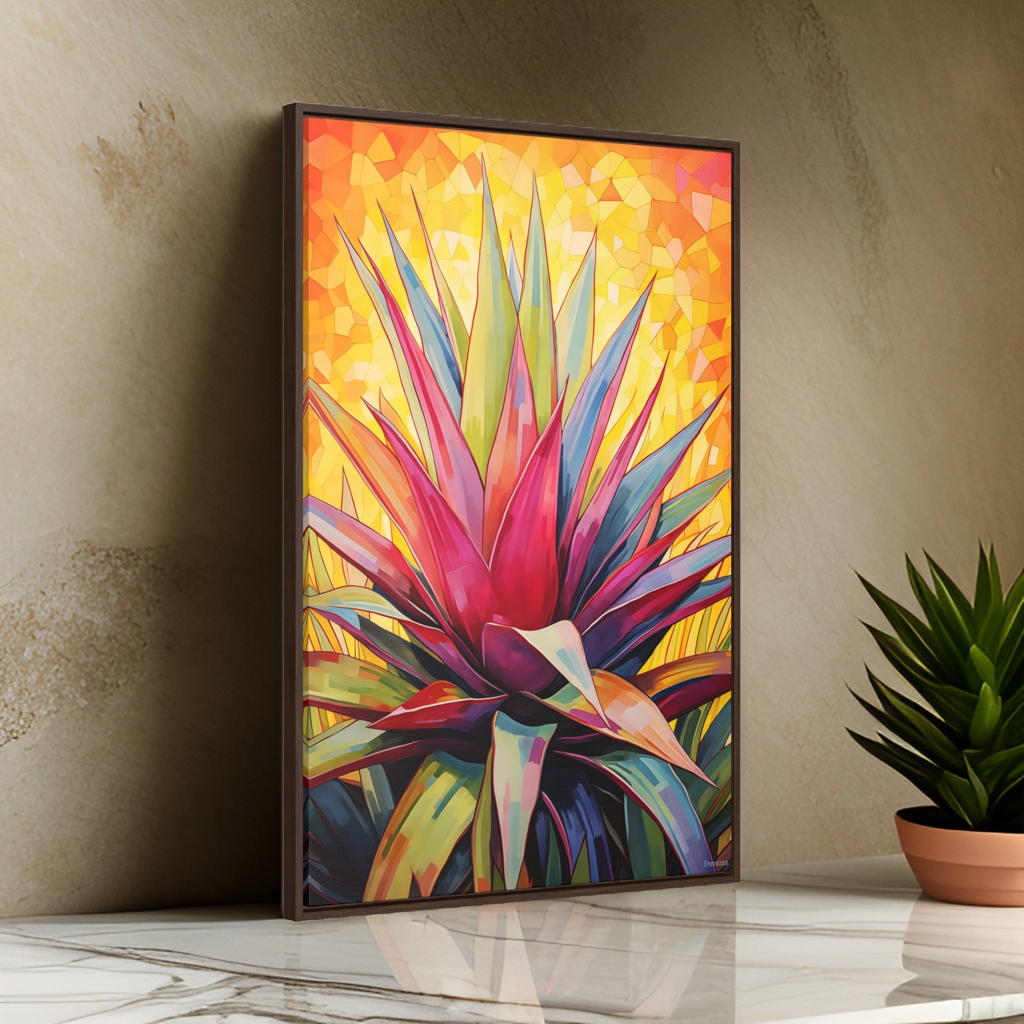 Desert Bloom Agave Wall Art: Modern Botanical Abstract Art Print