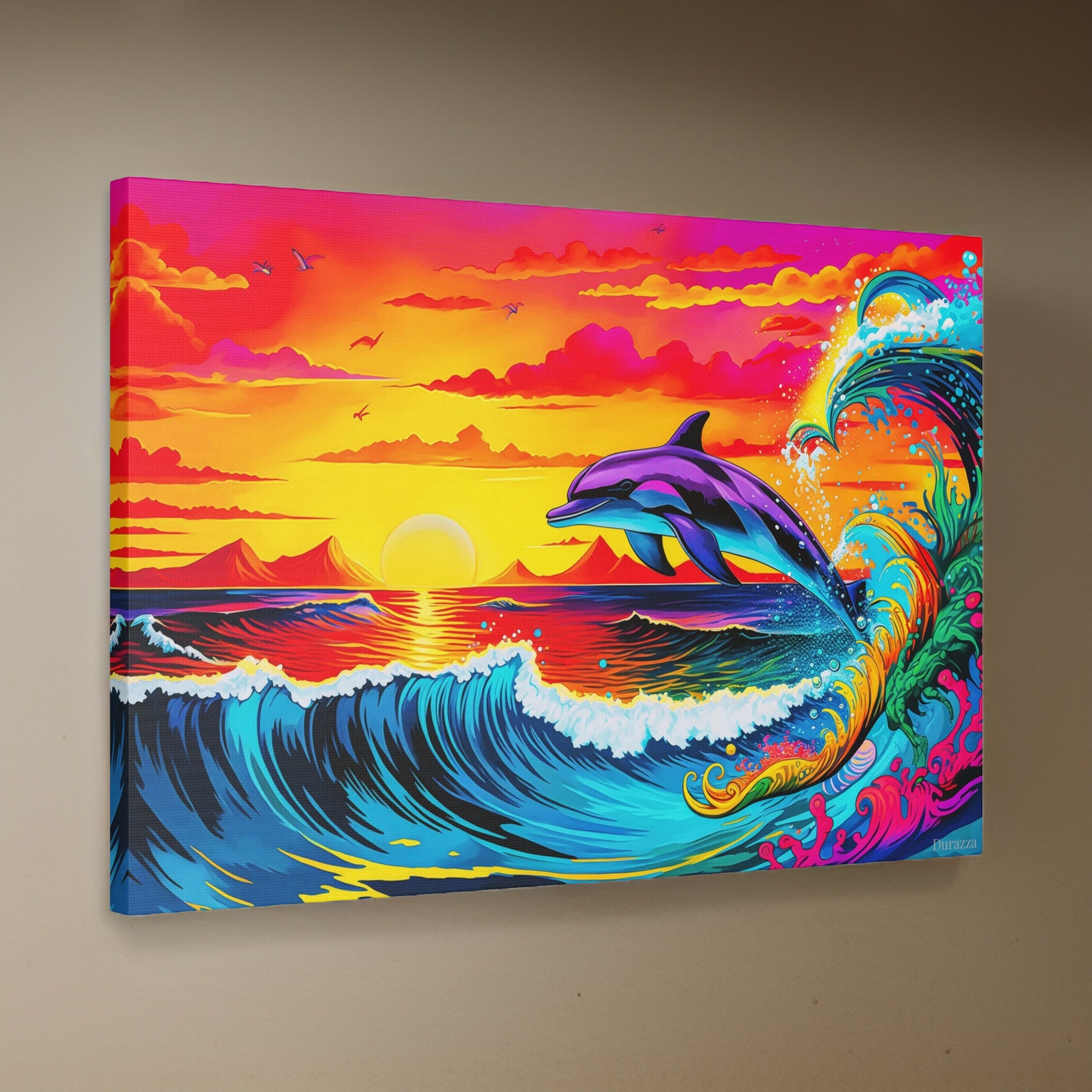 Dolphin Delight Seascape Framed Art Print