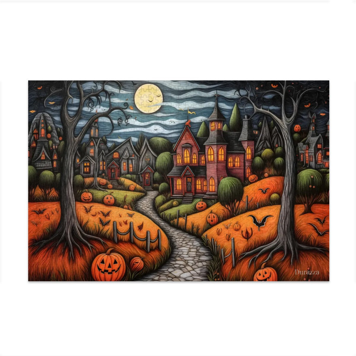 English Village Halloween Jigsaw Puzzle: 500 or 1000 Piece