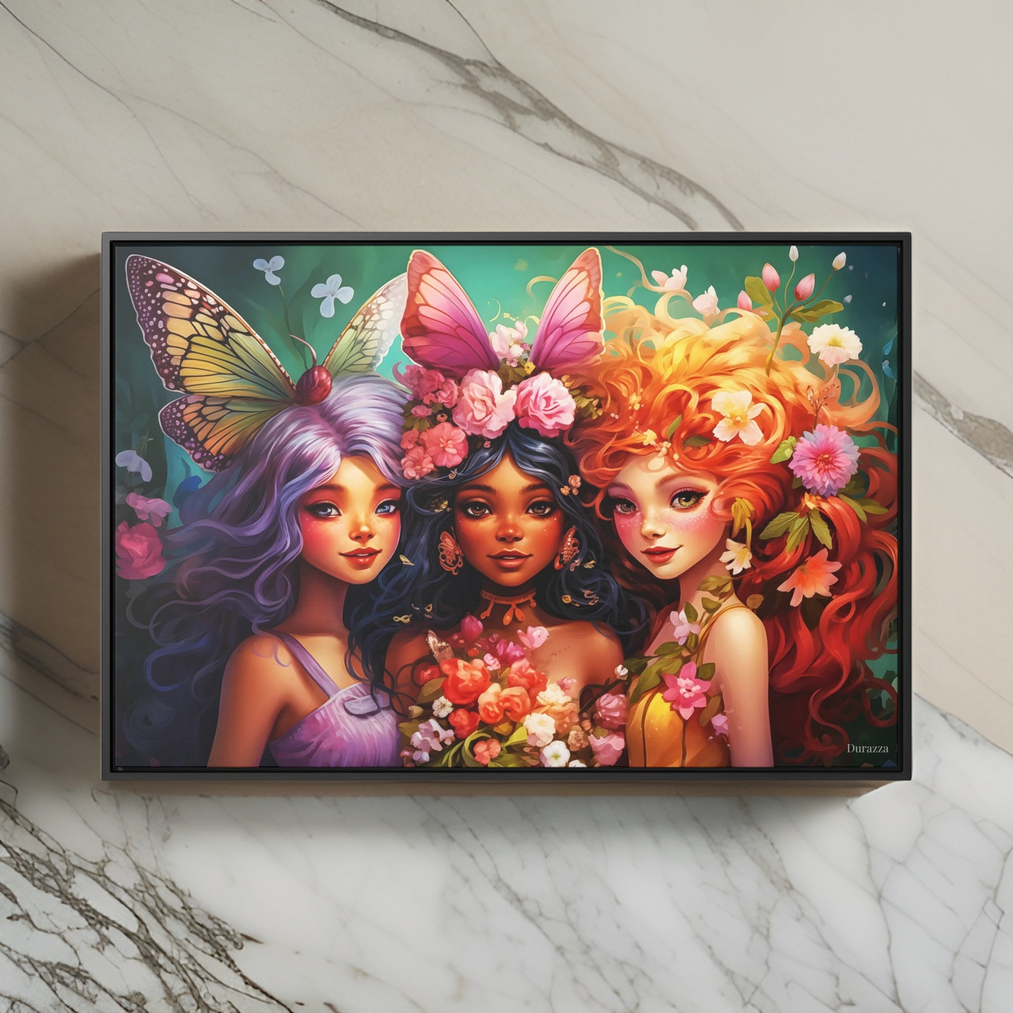Fairy Friends Framed Canvas Art Print