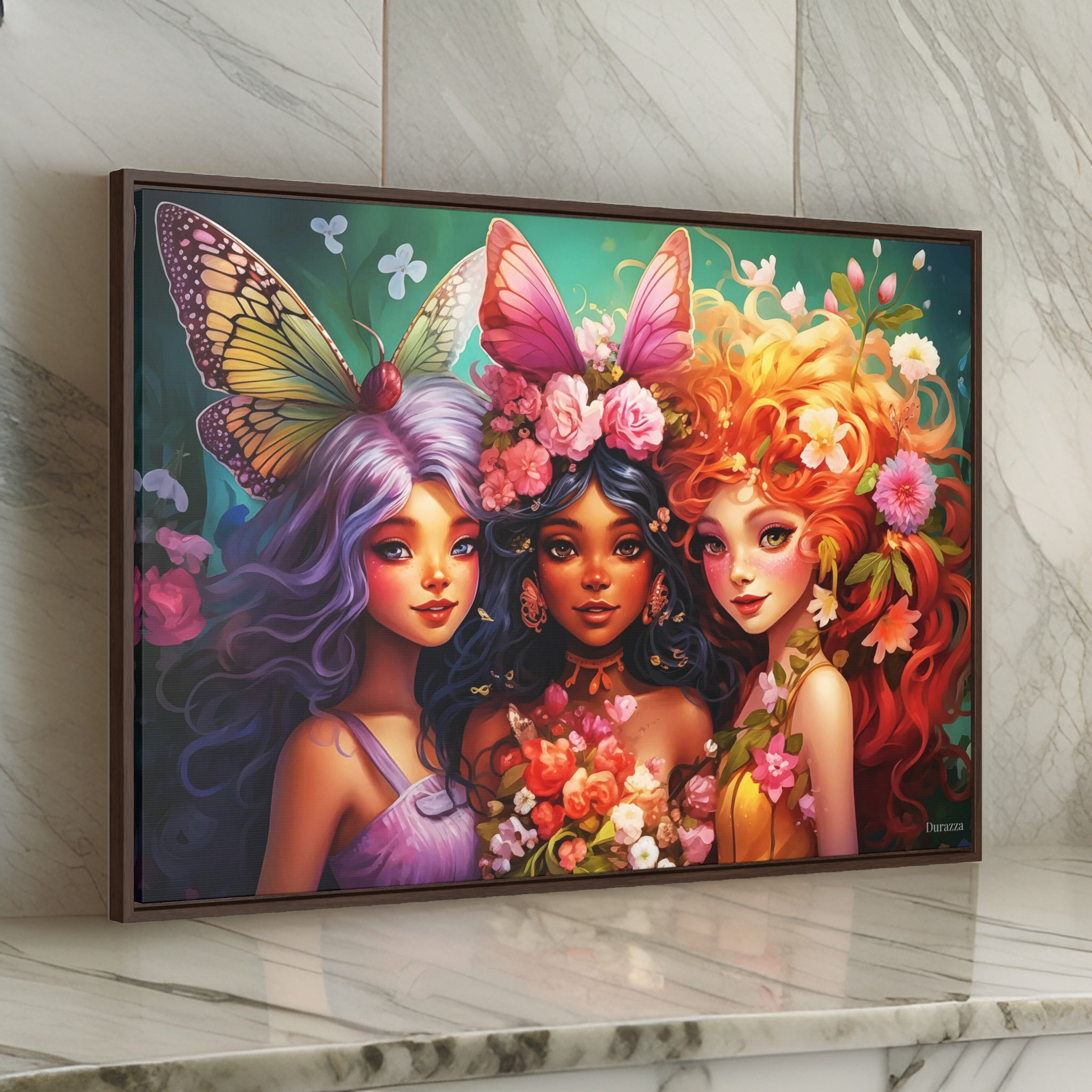 Fairy Friends Framed Canvas Art Print