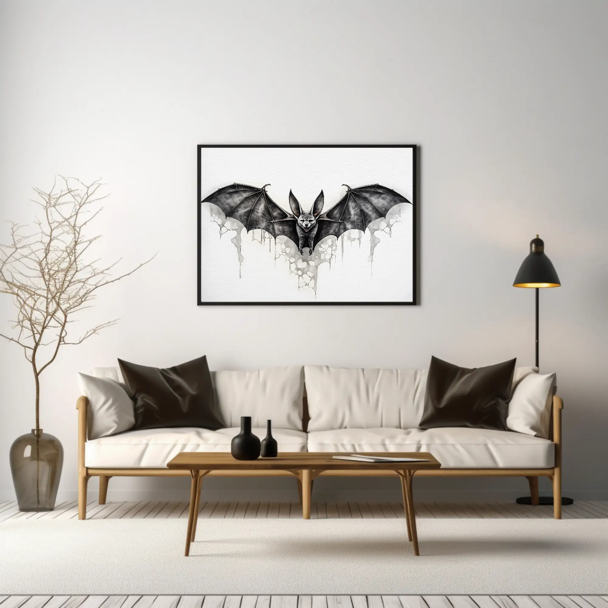 Flying Bat Watercolor Painting: Nocturnal Creatures