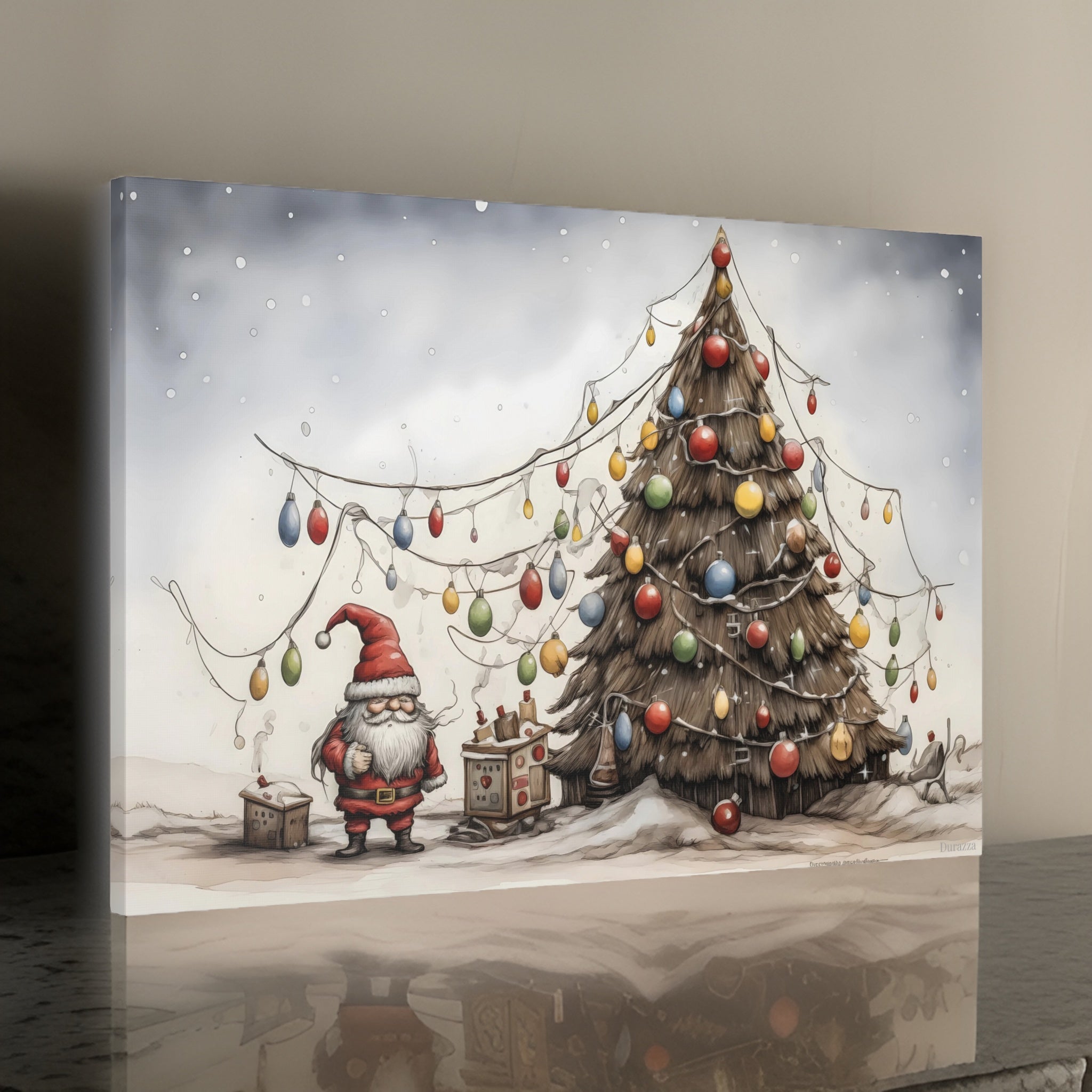Folk Art Christmas Gnome Wall Art: Traditional Holiday