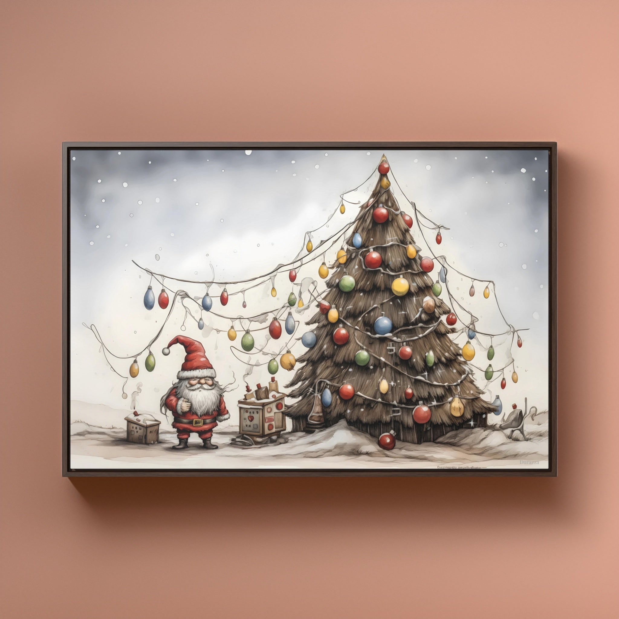 Folk Art Christmas Gnome Wall Art: Traditional Holiday