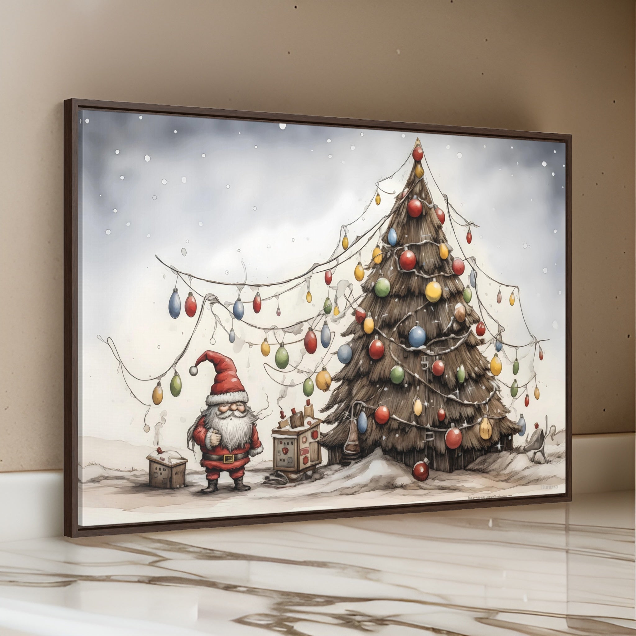 Folk Art Christmas Gnome Wall Art: Traditional Holiday