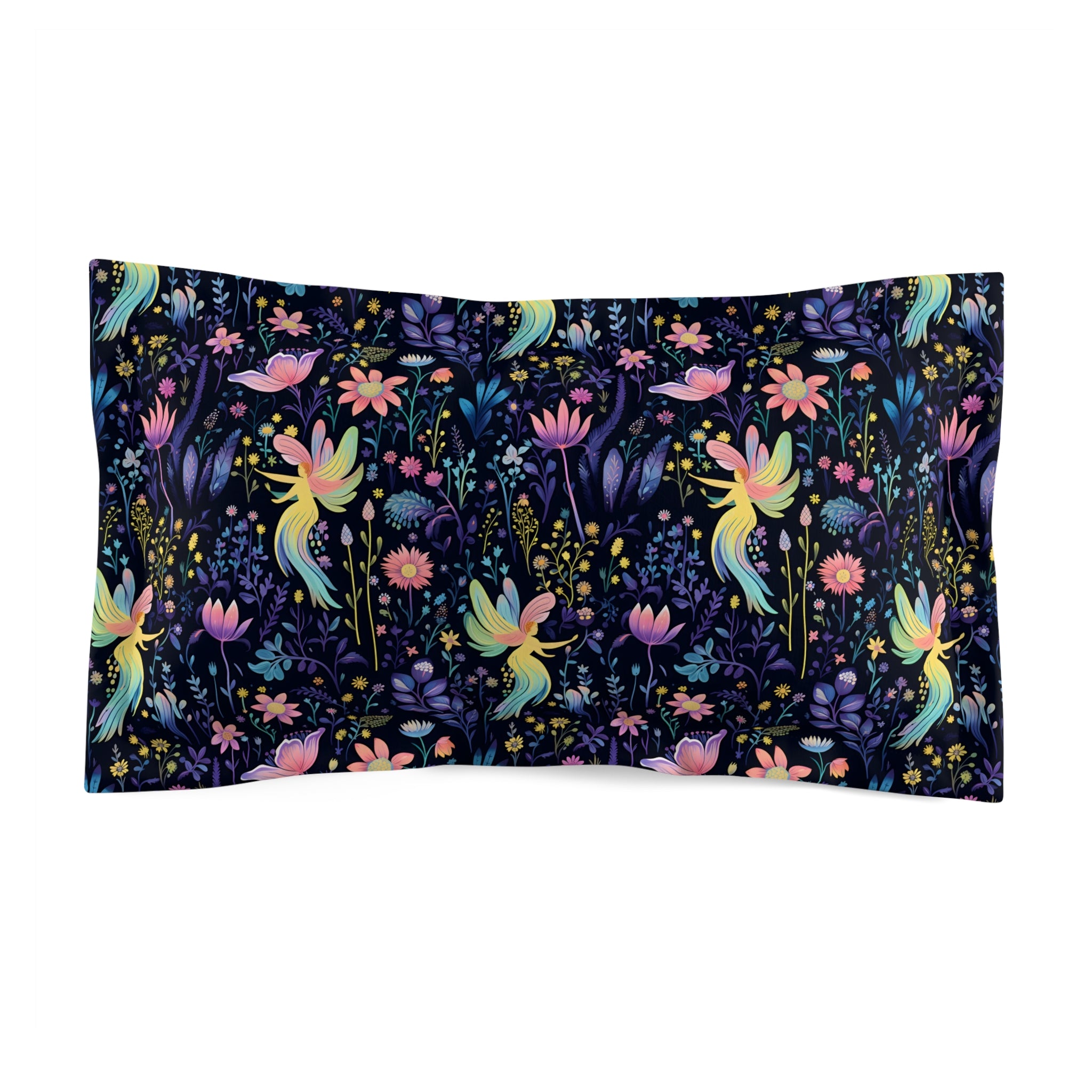 Glowing Garden Fairies Dark Floral Pattern Duvet Cover