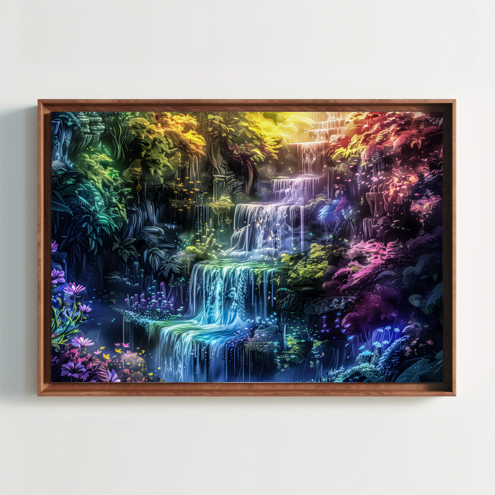 Glowing Waterfall Wall Art: Fantasy Artwork