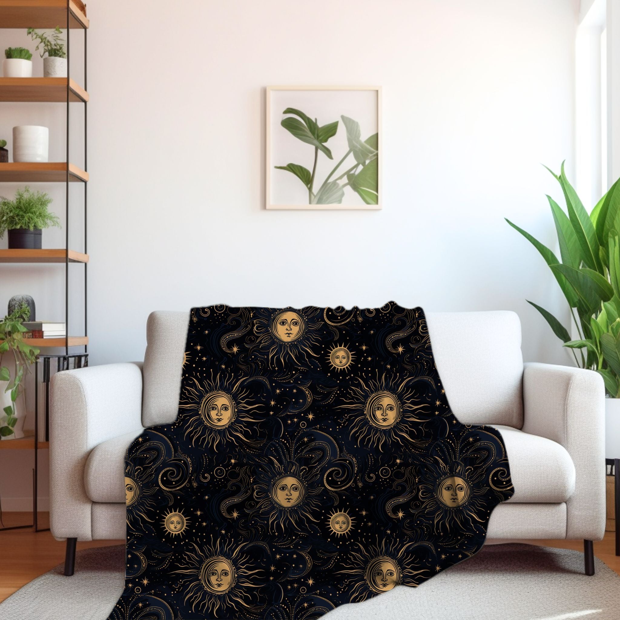 Golden Cosmic Sky Throw Blanket: Sherpa or Velveteen